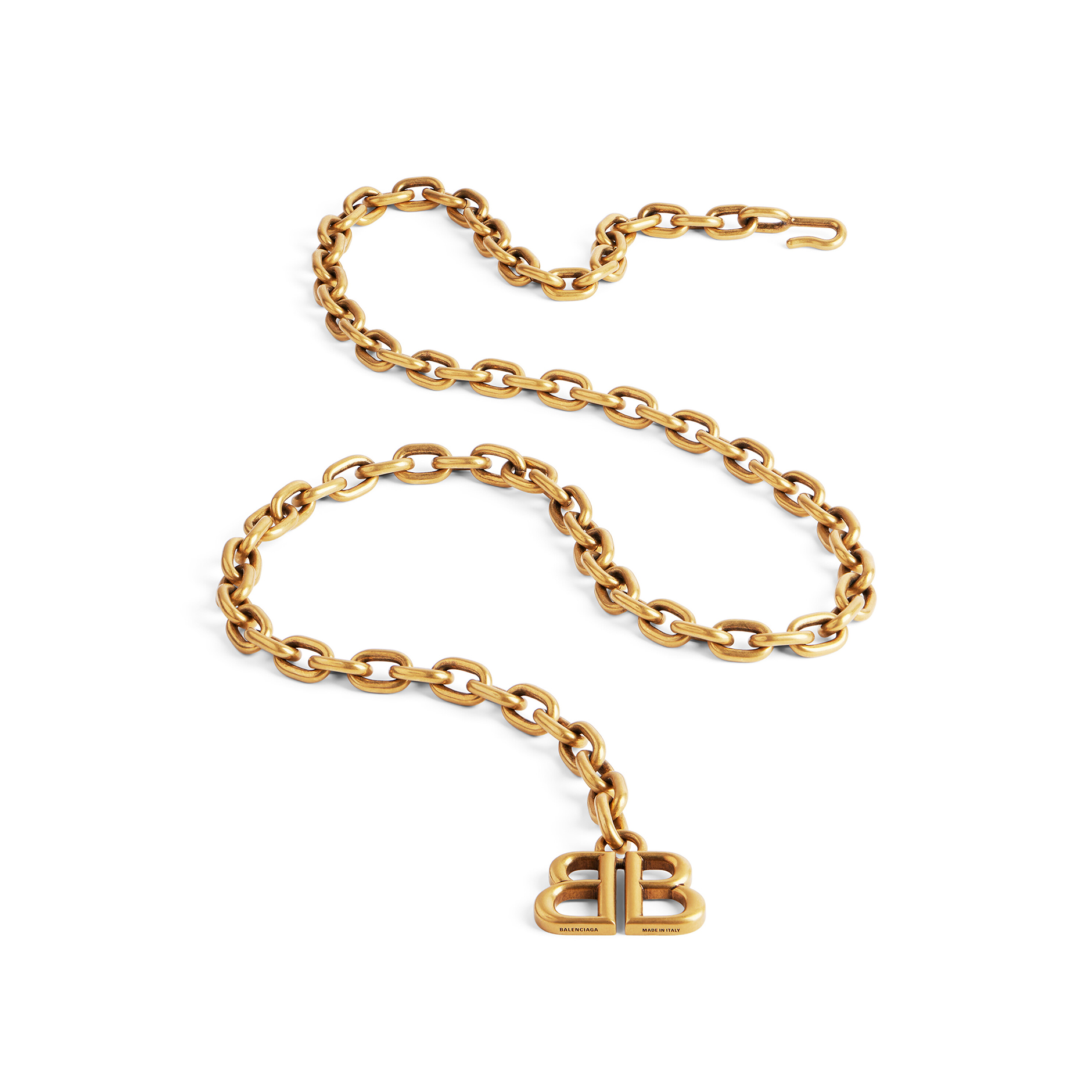 NIGO Balenciaga Women's Monaco Aged Gold Brass BB Print Chain Belt #nigo76374