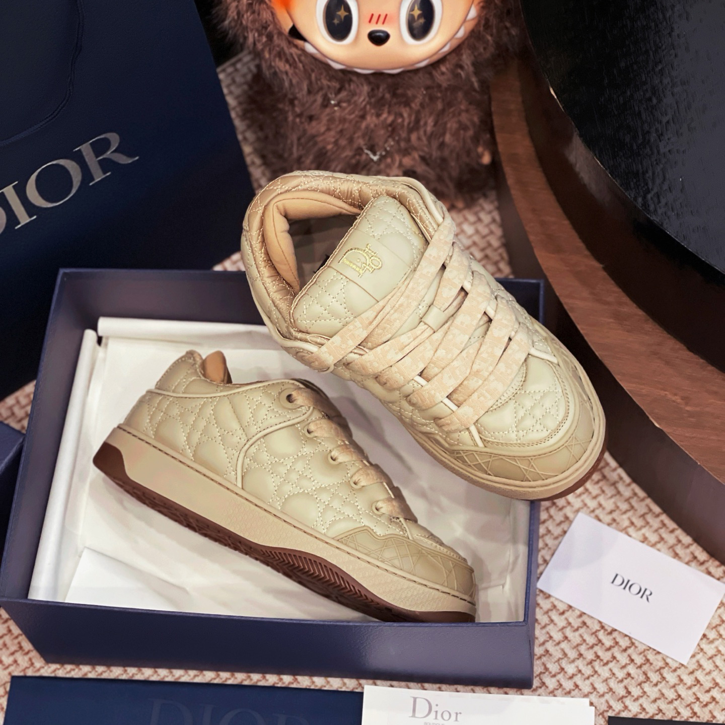 NIGO Dior B9S Men's Mesh Fabric Round Toe Thick Sole Lace Up Low Top Leather Casual Board Shoes #nigo76362