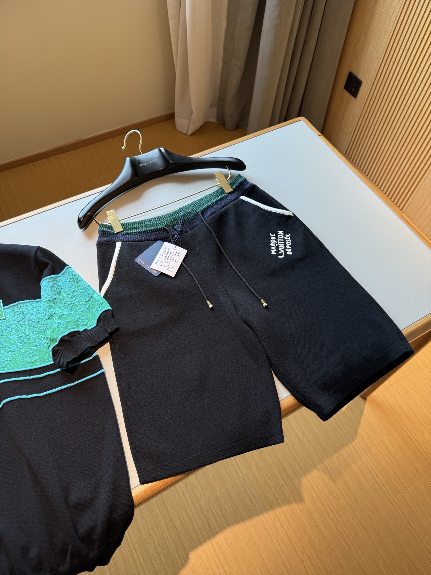 NIGO Louis Vuitton Men's Summer Solid Color Cotton Knit College Style Casual Lace-Up Shorts #nigo76393