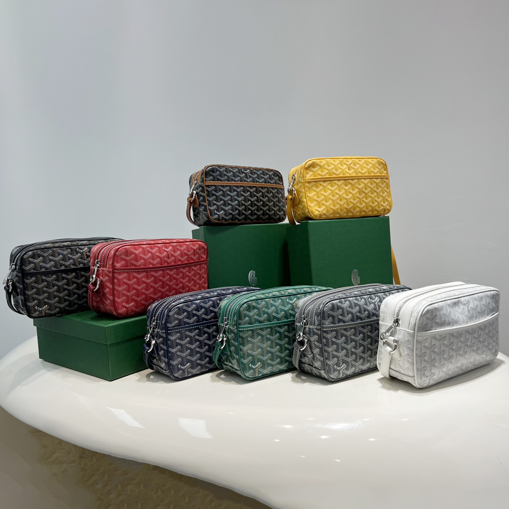 NIGO GOYARD Cap-vert Men's And Women's Old Flower Full Print Inside And Outside Compartments Canvas Patchwork Leather Messenger Bag Camera Bag Shoulder Crossbody Bags #nigo76387