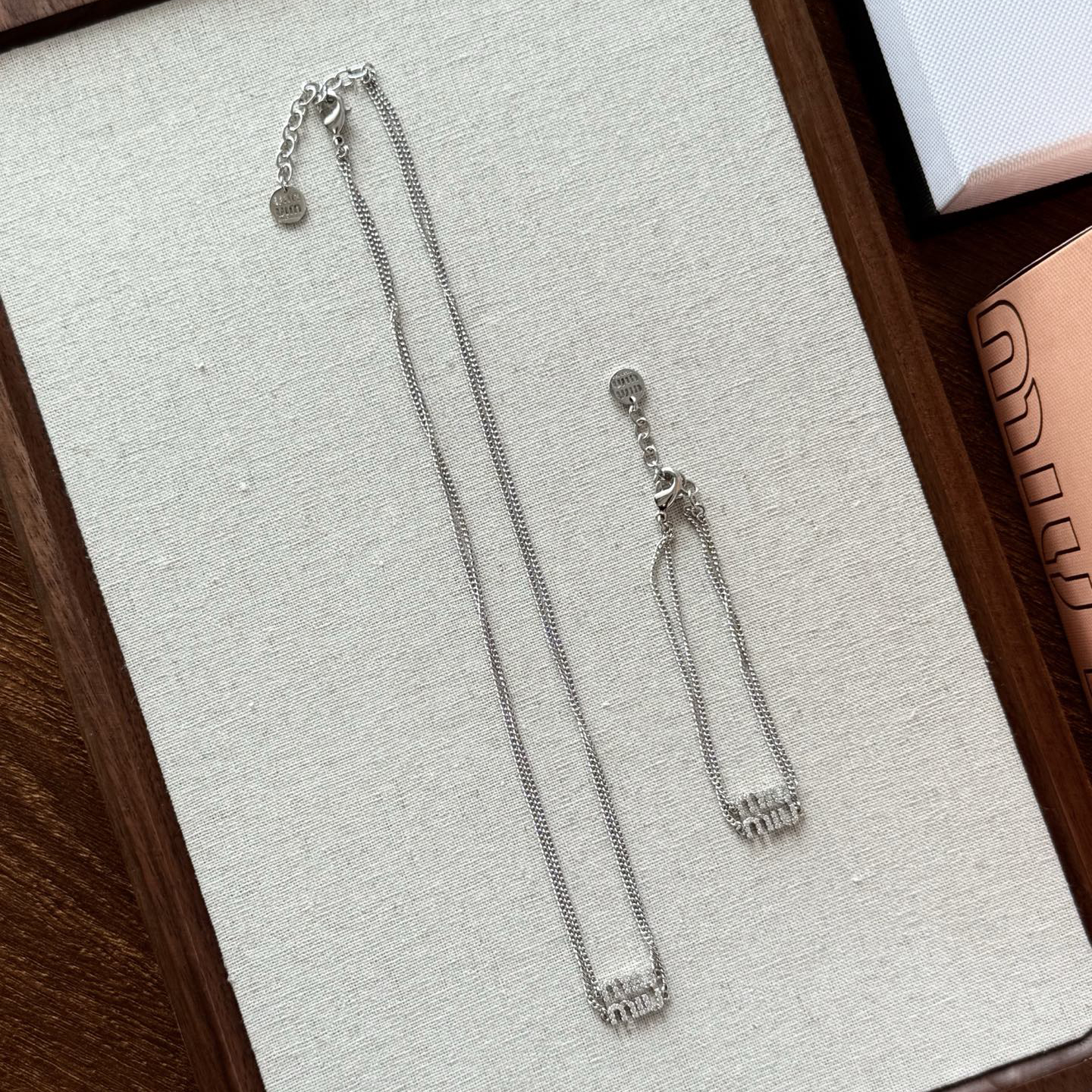 NIGO MiuMiu Women's Solid Color Full Diamond Alphabet Bracelet Necklace Jewelry Accessories #nigo76394