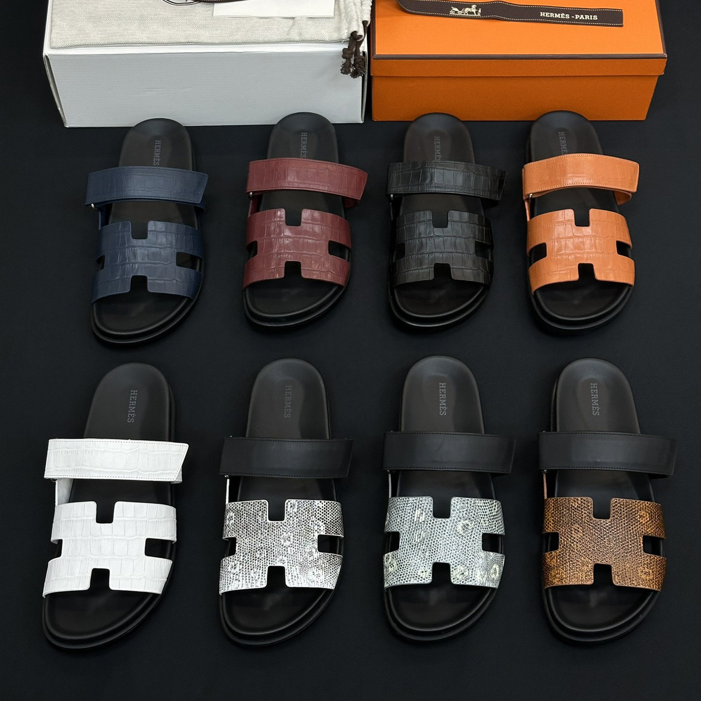 NIGO Hermes Men's Women‘s Simple Comfortable Velcro Casual Leather Sandals Slippers Shoes #nigo76396
