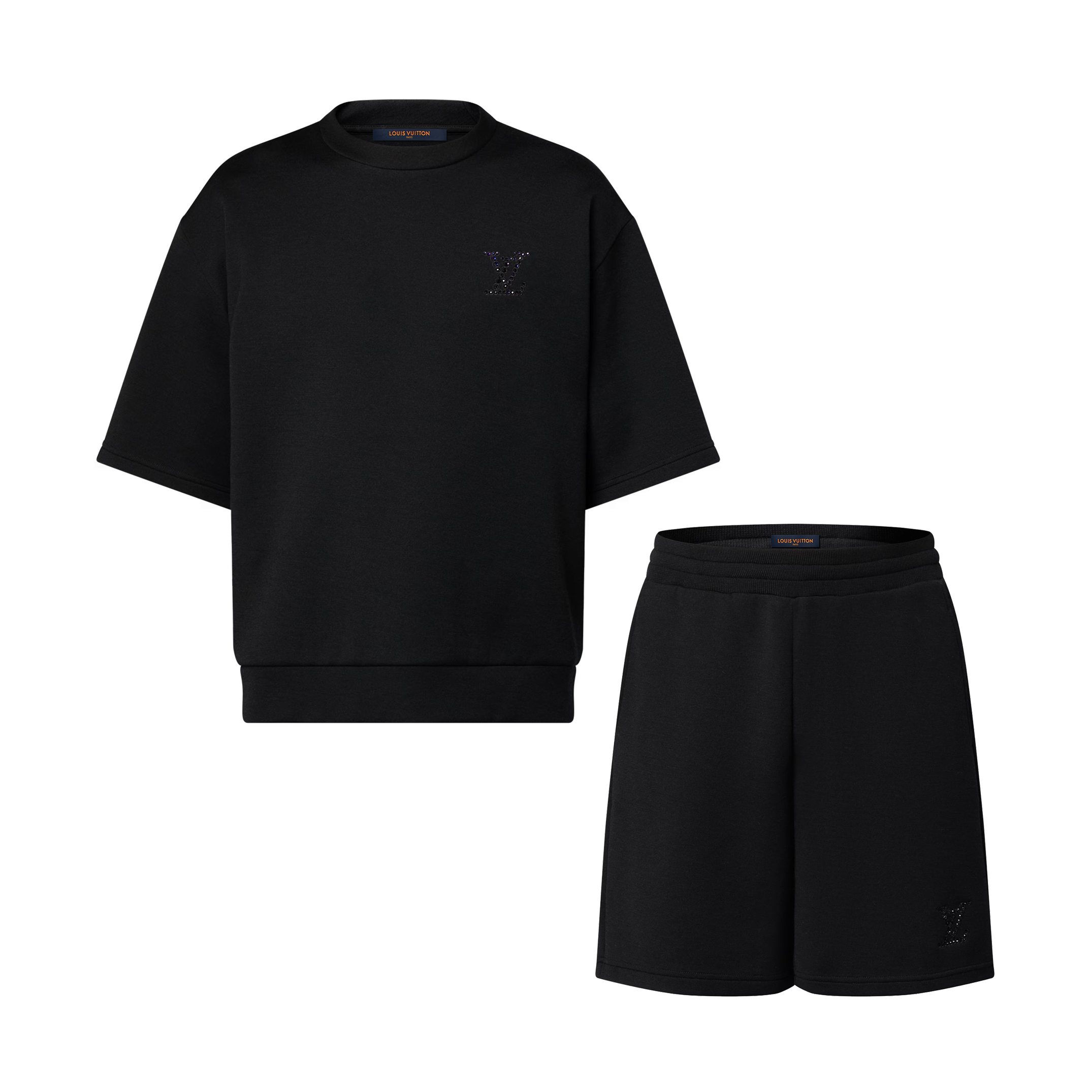 NIGO Louis Vuitton Men's Summer Solid Color Logo Decoration Knit Short Sleeve Crew Neck T-Shirt Elastic Waist Casual Shorts Set Suit #nigo76421