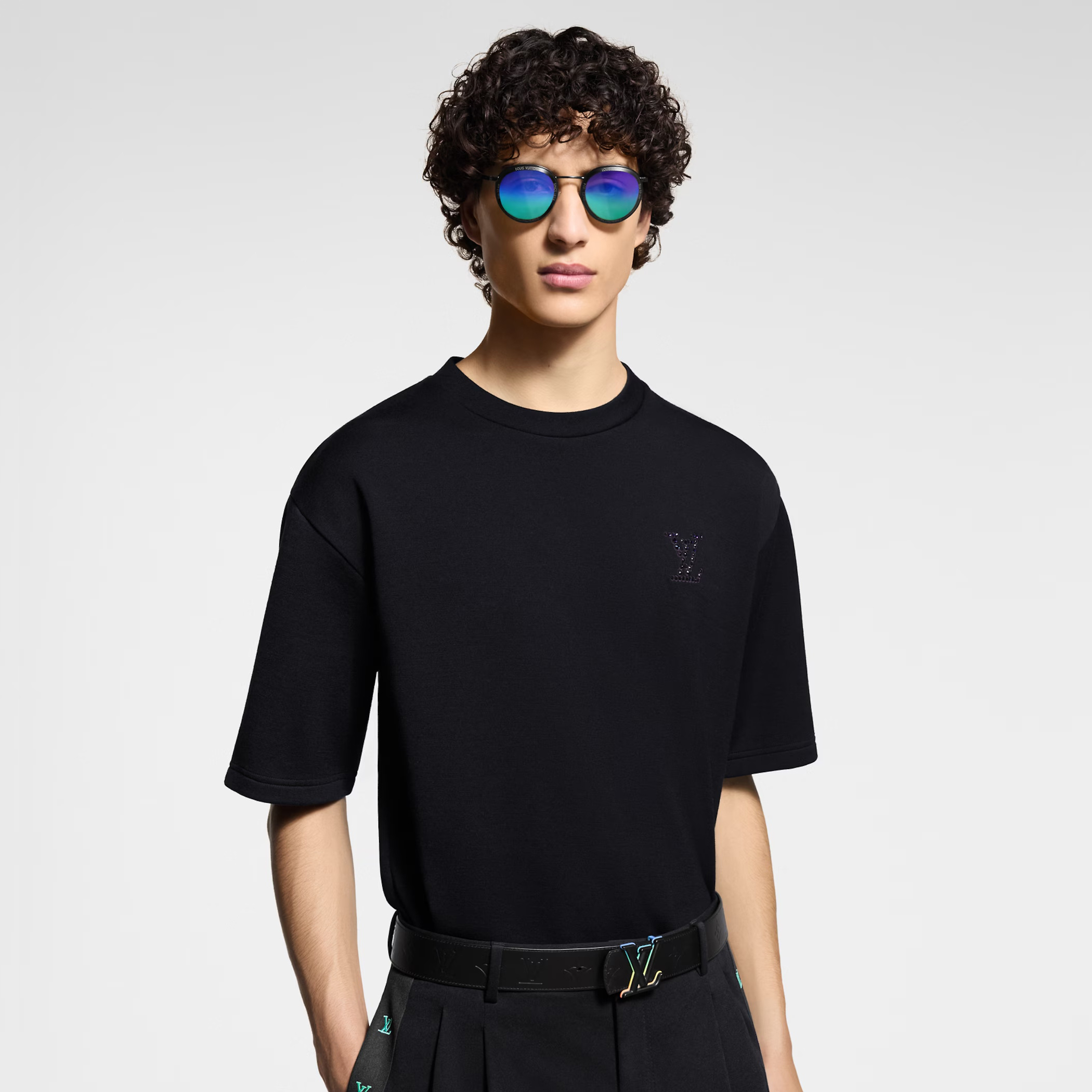 NIGO Louis Vuitton Men's Summer Solid Color Logo Decoration Knit Short Sleeve Crew Neck T-Shirt Elastic Waist Casual Shorts Set Suit #nigo76421