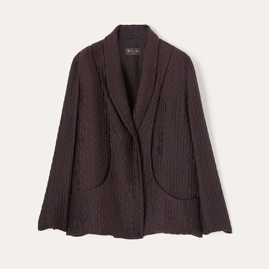 NIGO Loro Piana Women's Striped Lapel Buttonless Long Sleeve Coat Spring Autumn Pure Color Mulberry Silk Annie Jacket Ngvp #nigo1446