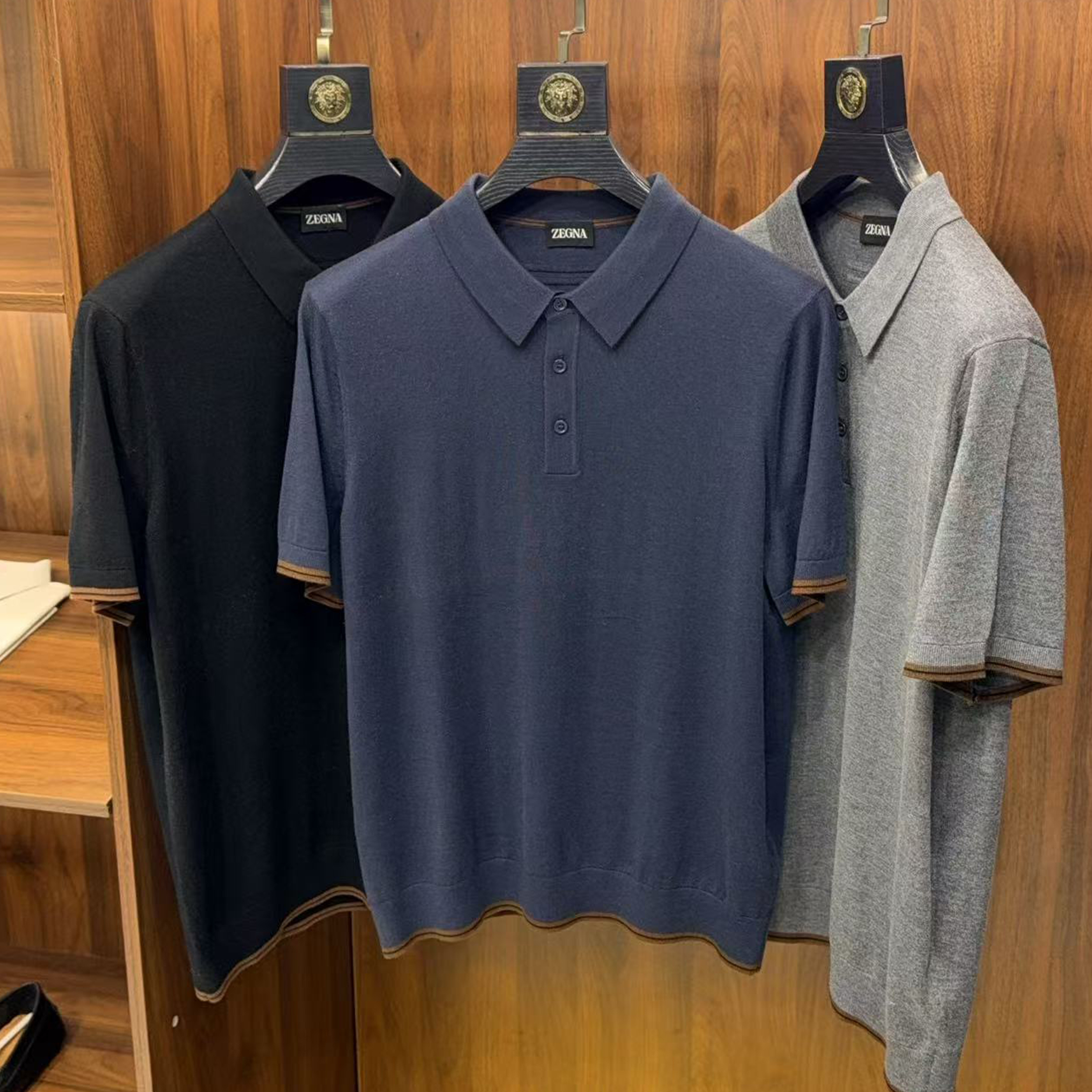 NIGO Ermenegildo Zegna Men's Summer Colour Blocking Line Knitted Polo Shirt Lapel Short Sleeve T-Shirt Fashion Casual Comfortable  #nigo81155