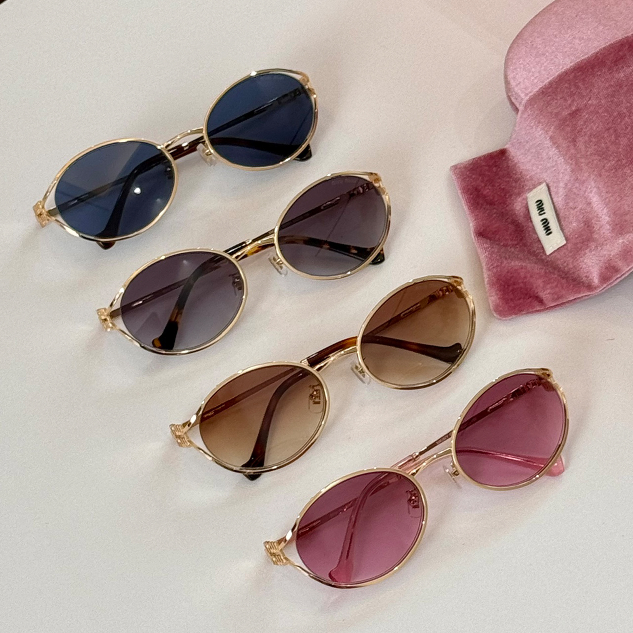 NIGO MiuMiu Men's and Women's Logo Metal Sunglasses Fashion Oval Lenses Gradient Colour Glasses Accessories  #nigo81154
