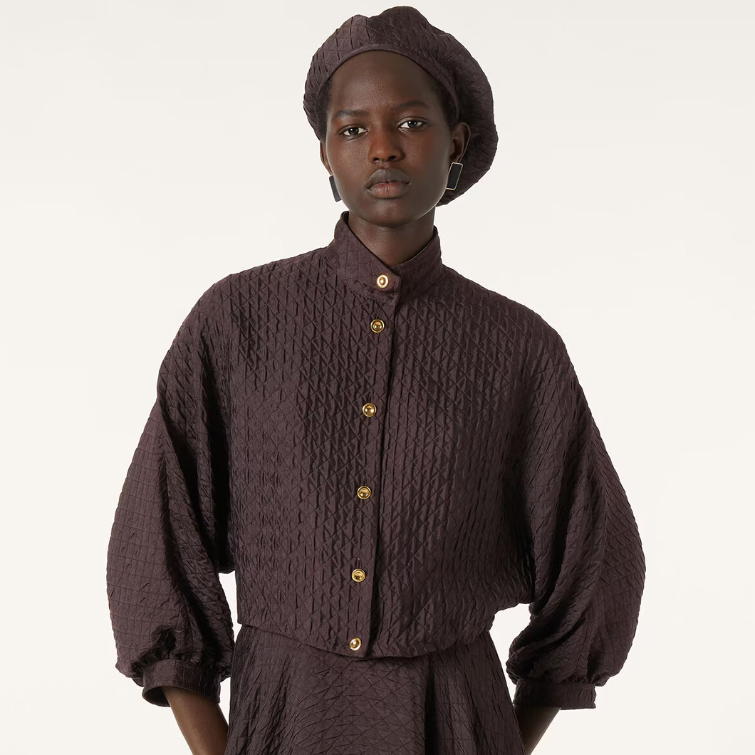 NIGO Loro Piana Women's Spring And Autumn Mulberry Silk Standing Collar Solid Color Bat Sleeve Benedetta Jacket Ngvp #nigo1444