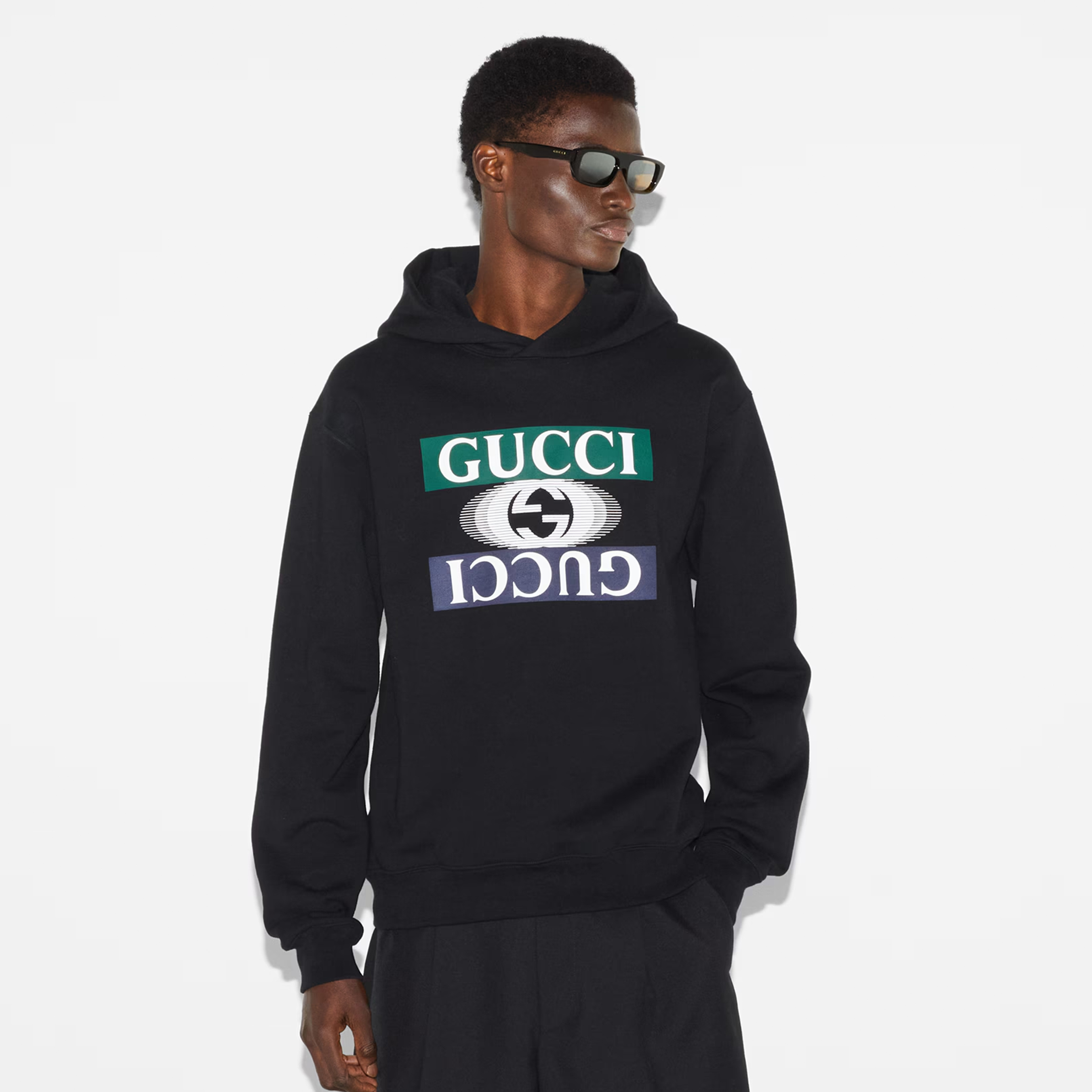 NIGO Gucci Cotton Jersey Hooded Sweatshirt Men'S Spring Autumn Fashion Pullover Hoodie Black Logo Print Hooded Sweatshirt #nigo81152