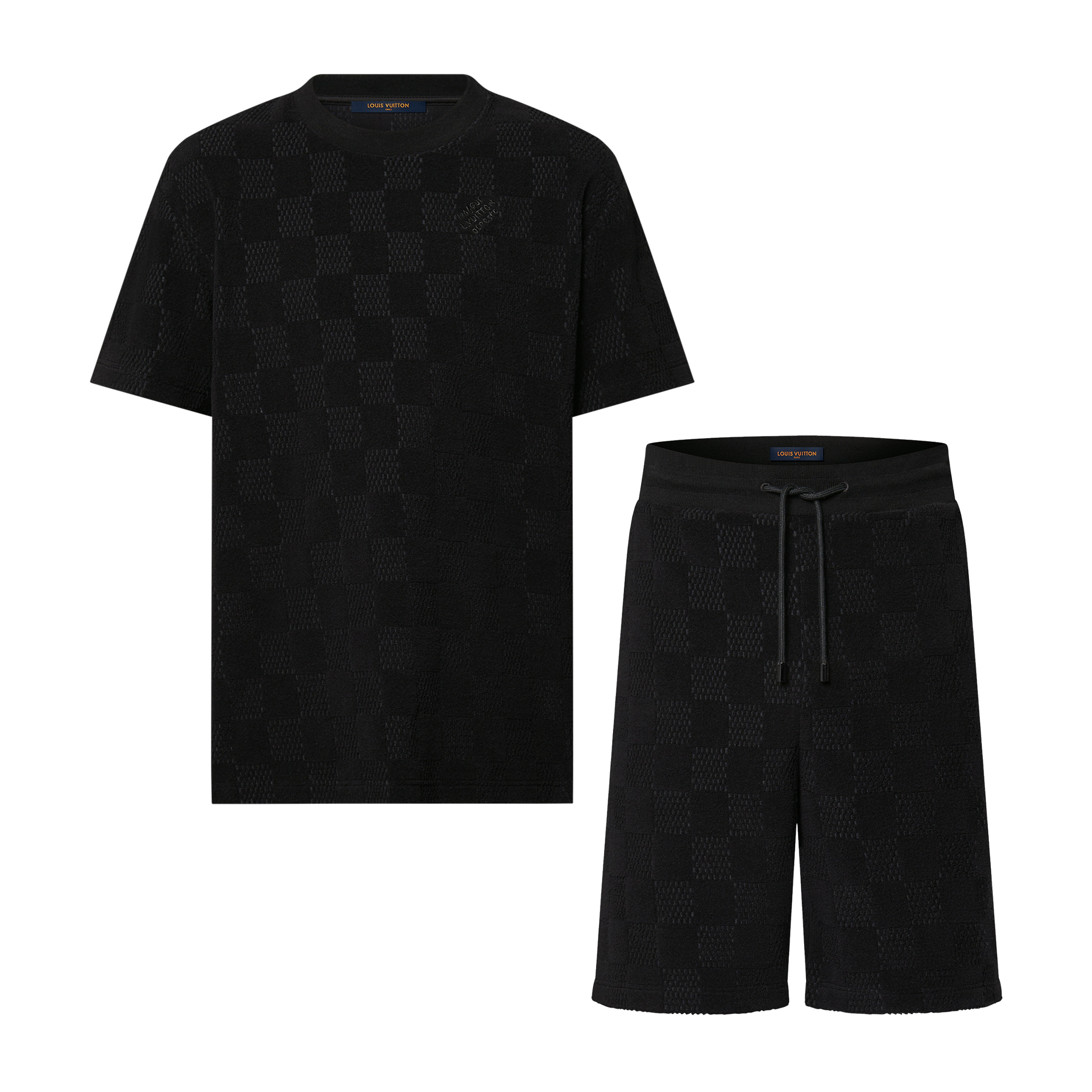 NIGO Louis Vuitton Men's Summer Black Embroidered Logo Printed Cotton Short Sleeve T-Shirt Casual Shorts Set Suit #nigo76435