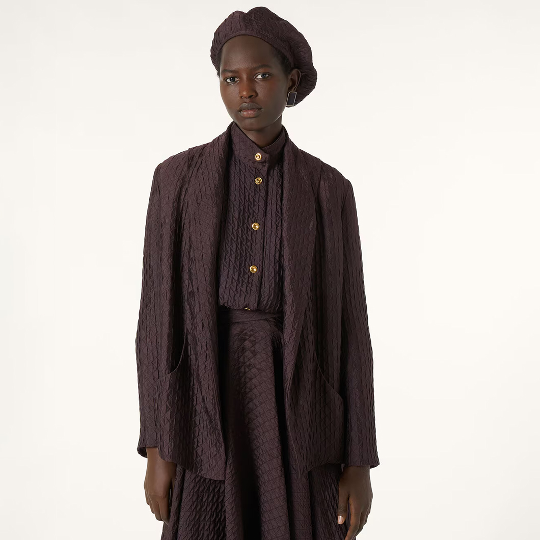 NIGO Loro Piana Women's Striped Lapel Buttonless Long Sleeve Coat Spring Autumn Pure Color Mulberry Silk Annie Jacket Ngvp #nigo1446