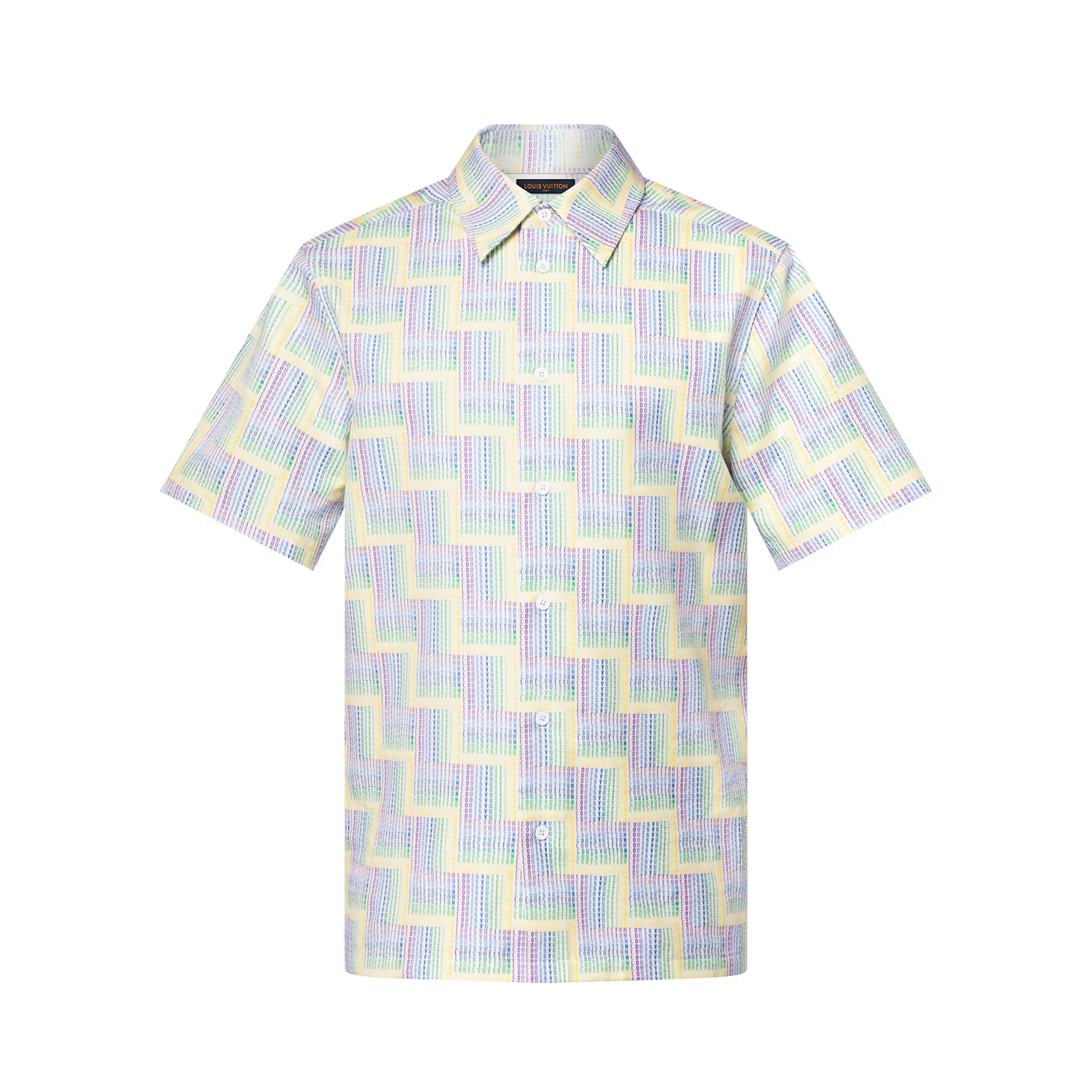 NIGO Louis Vuitton Men's Summer Rainbow Letter Print Single Breasted Short Sleeve Shirt #nigo76439