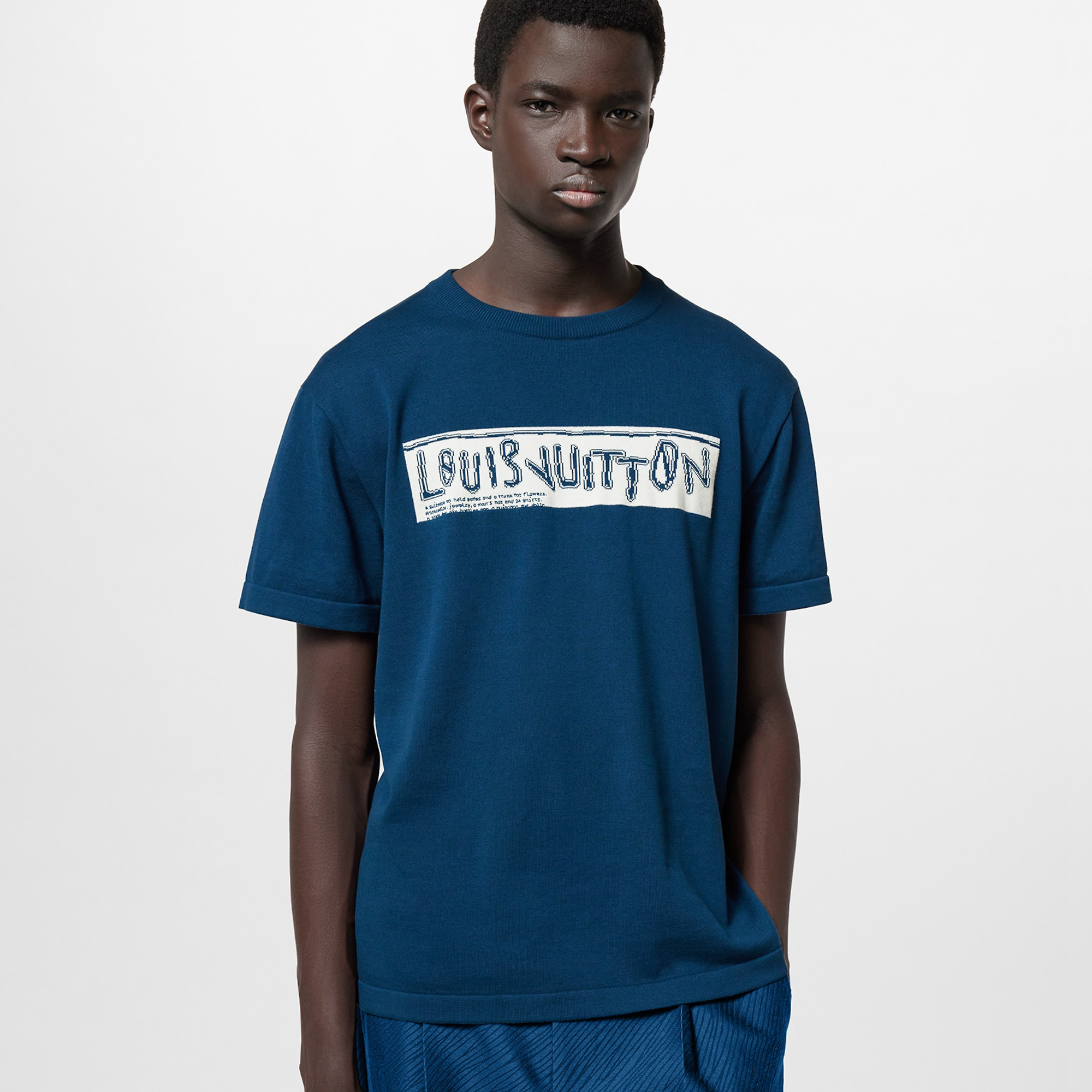 NIGO Louis Vuitton Men's Summer Blue Letter Printed Straight Round Neck Cotton Short Sleeve T-Shirt #nigo76457