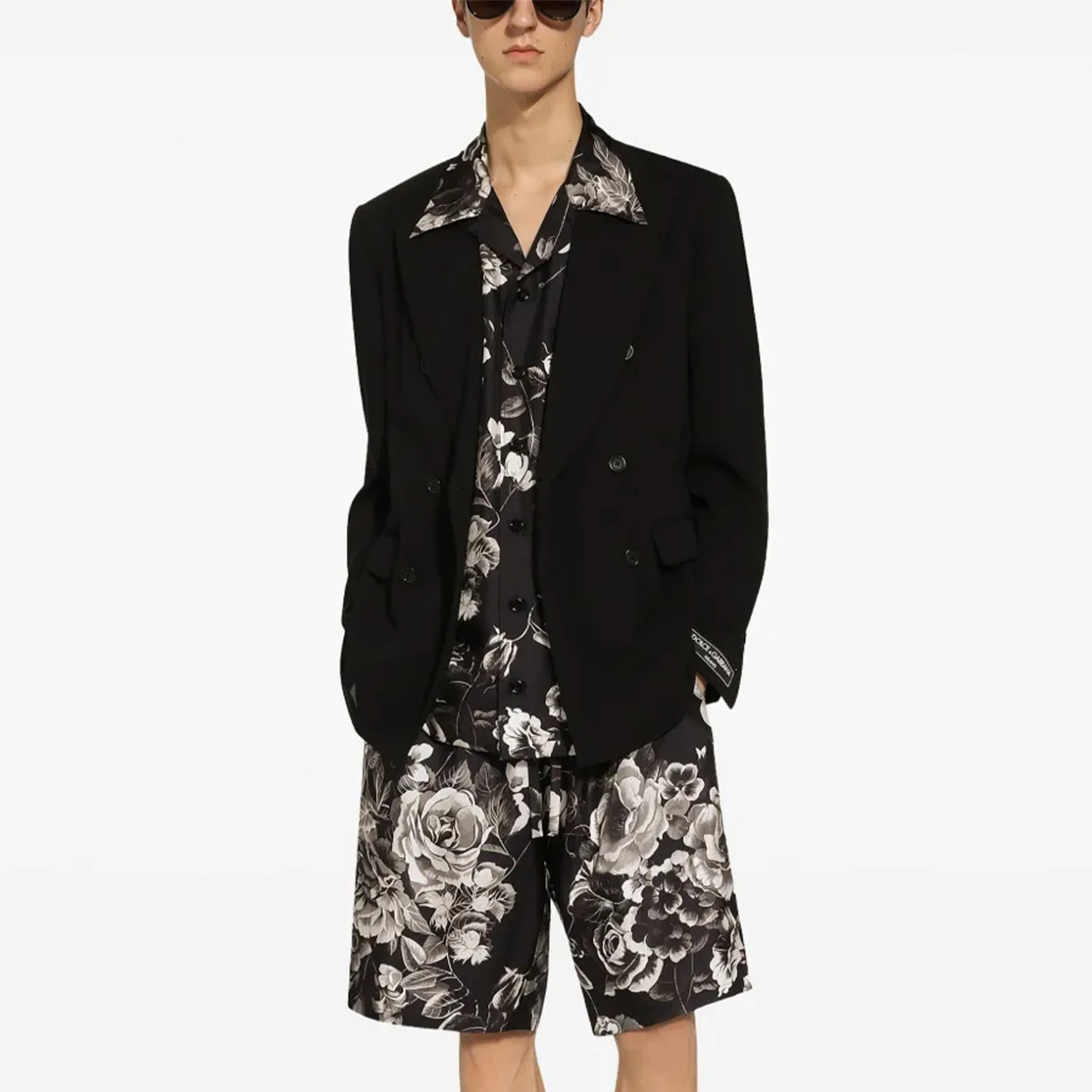 NIGO Dolce&Gabbana Men's Spring And Summer Floral Print Silk Shirt Shorts Suit Set Lapel Single-Breasted Short-Sleeved Shirt Top Straight Comfortable Casual Shorts Ngvp #nigo1485