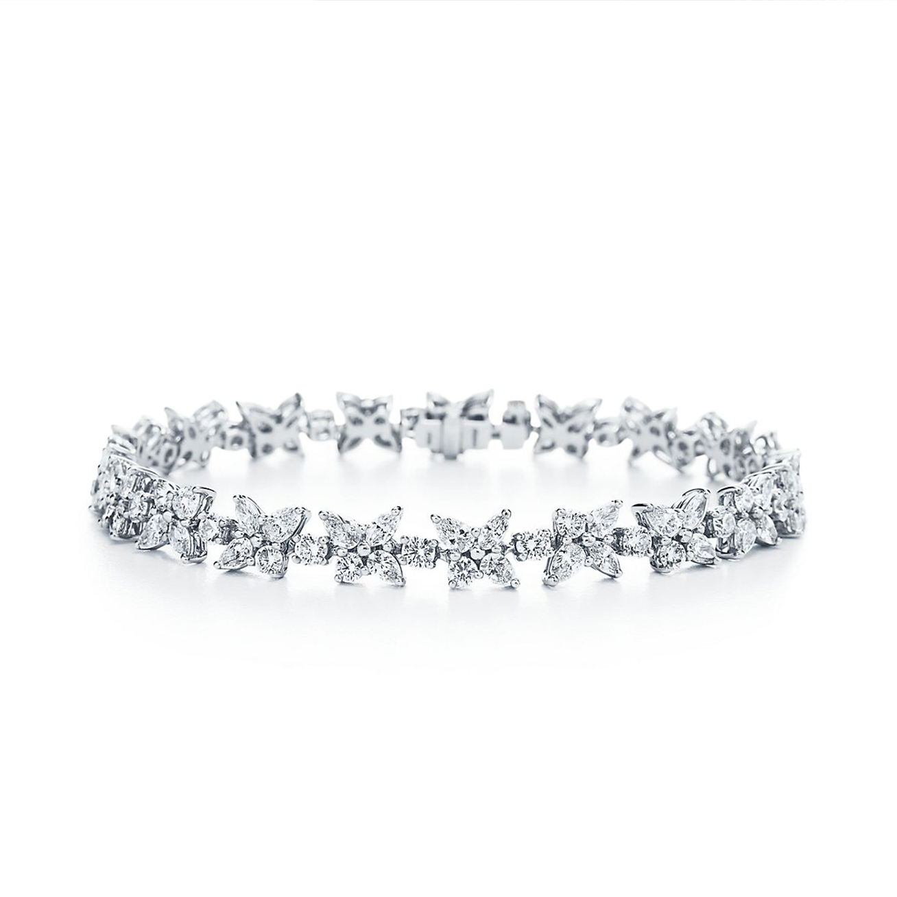 NIGO Tiffany & Co. Women's Flower Cluster Diamond Bracelet Victoria Collection Fashion Silver Jewelry Accessories Ngvp #nigo1453
