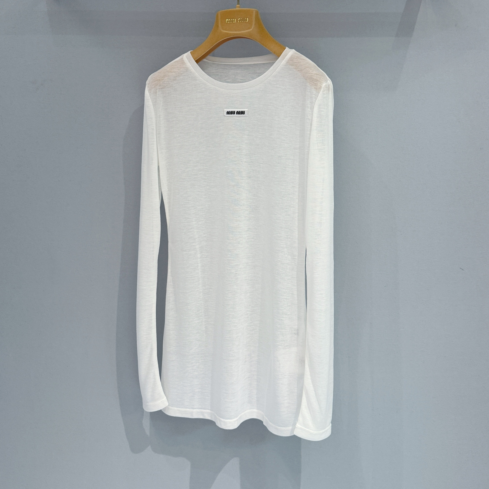 NIGO MiuMiu Women's spring and summer solid color round neck cotton long sleeve T-shirt #nigo76458