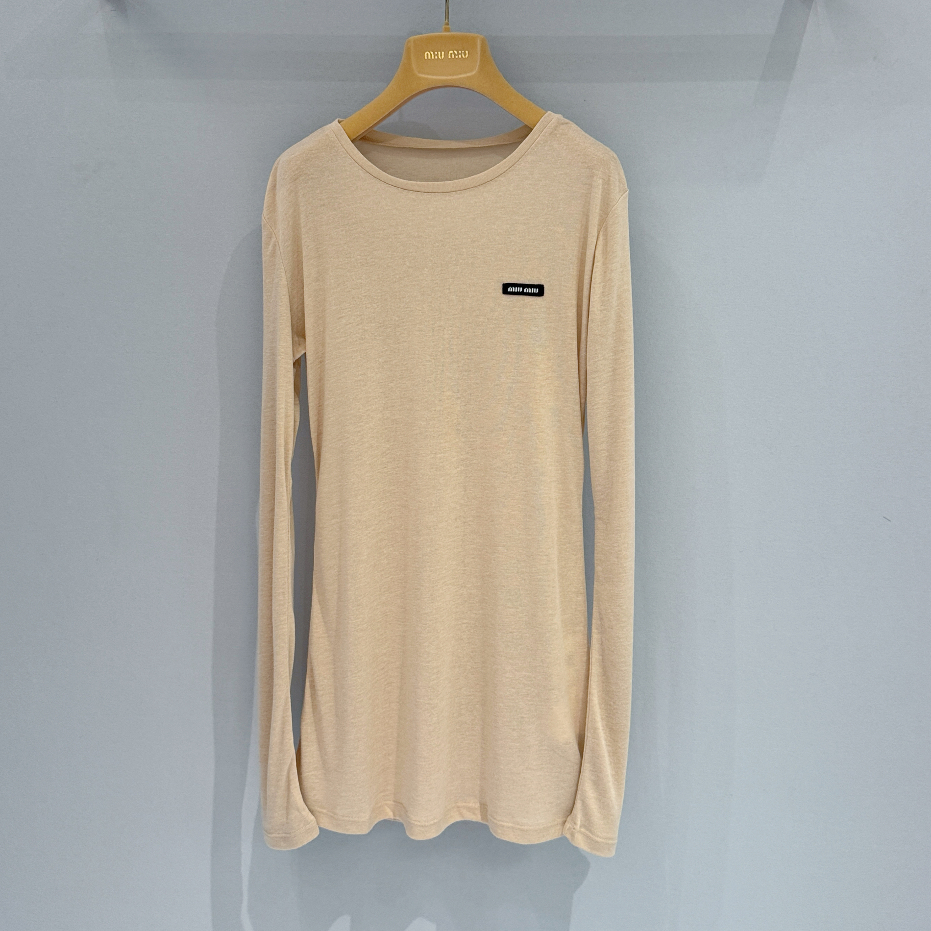 NIGO MiuMiu Women's spring and summer solid color round neck cotton long sleeve T-shirt #nigo76458