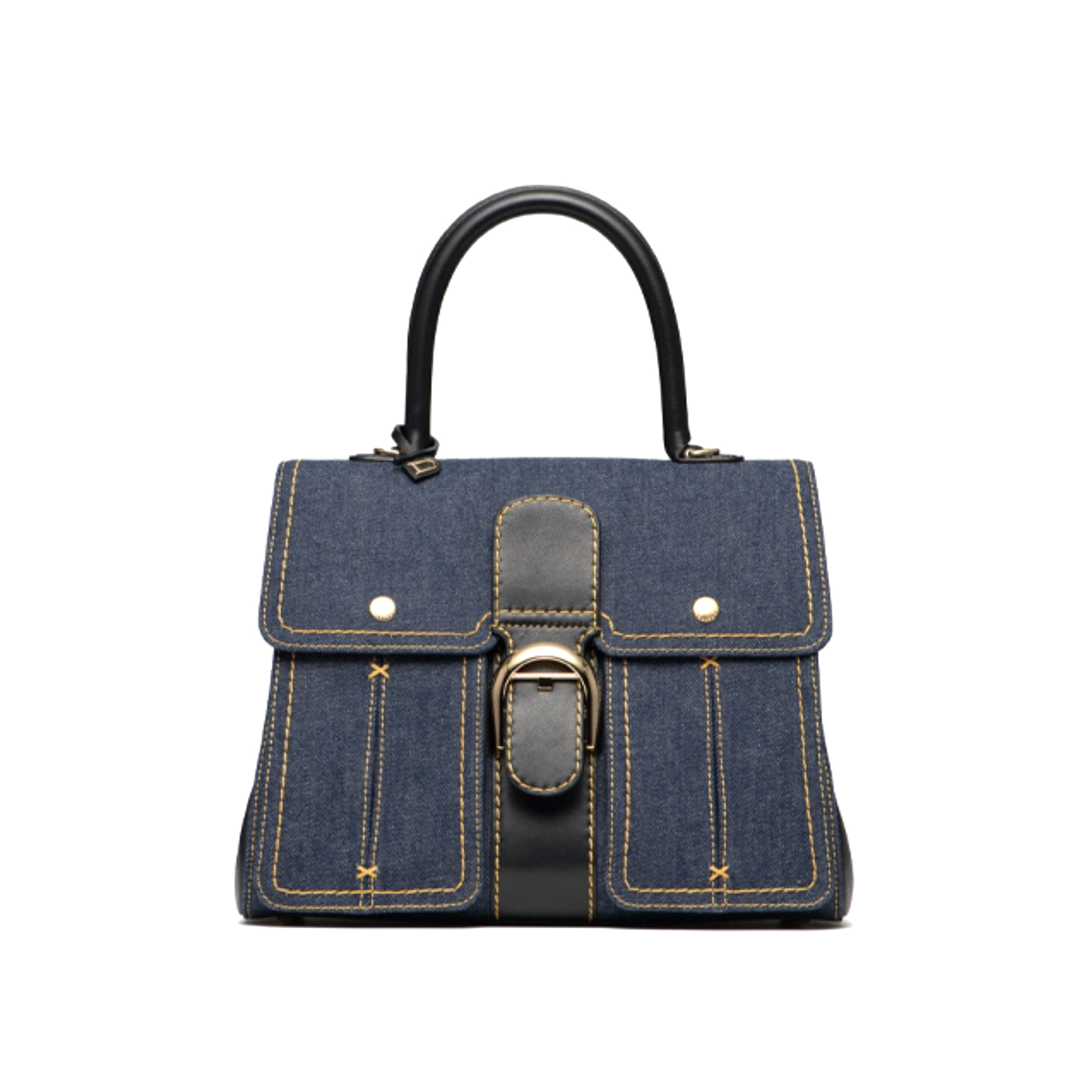 NIGO Delvaux Brillant Trench Women's Outer Stitching Solid Color Denim Patchwork Leather Tote Shoulder Bag Bags #nigo76452