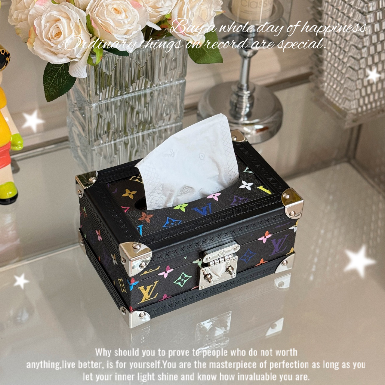 NIGO Louis Vuitton Monogrammed Printed Latch Closure Coated Canvas Organizer Tissue Box Hard Case Bag Bags #nigo76449