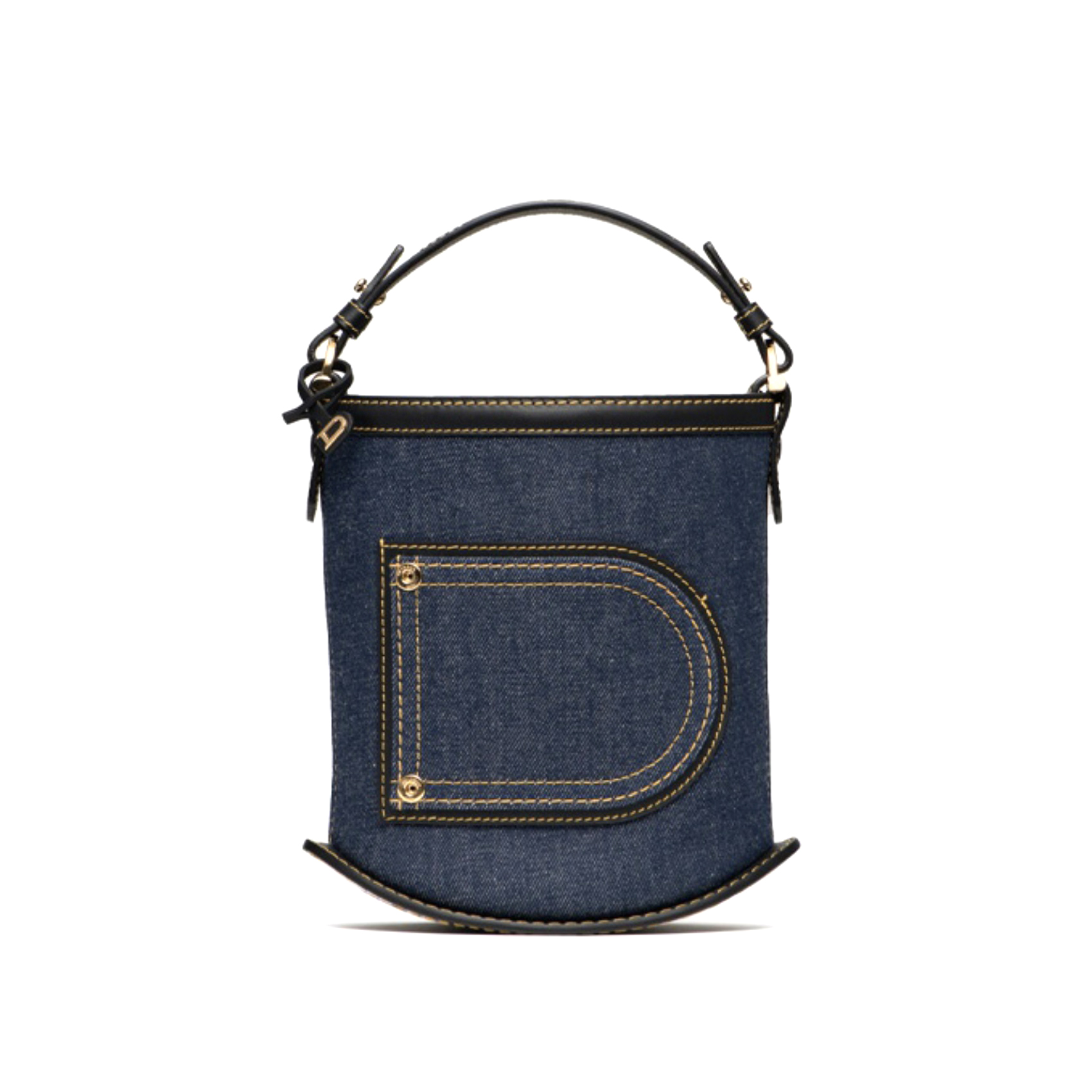 NIGO Delvaux Pin Bucket Women's Outer Stitching Solid Color Denim Patchwork Leather Tote Shoulder Bag Bags #nigo76453