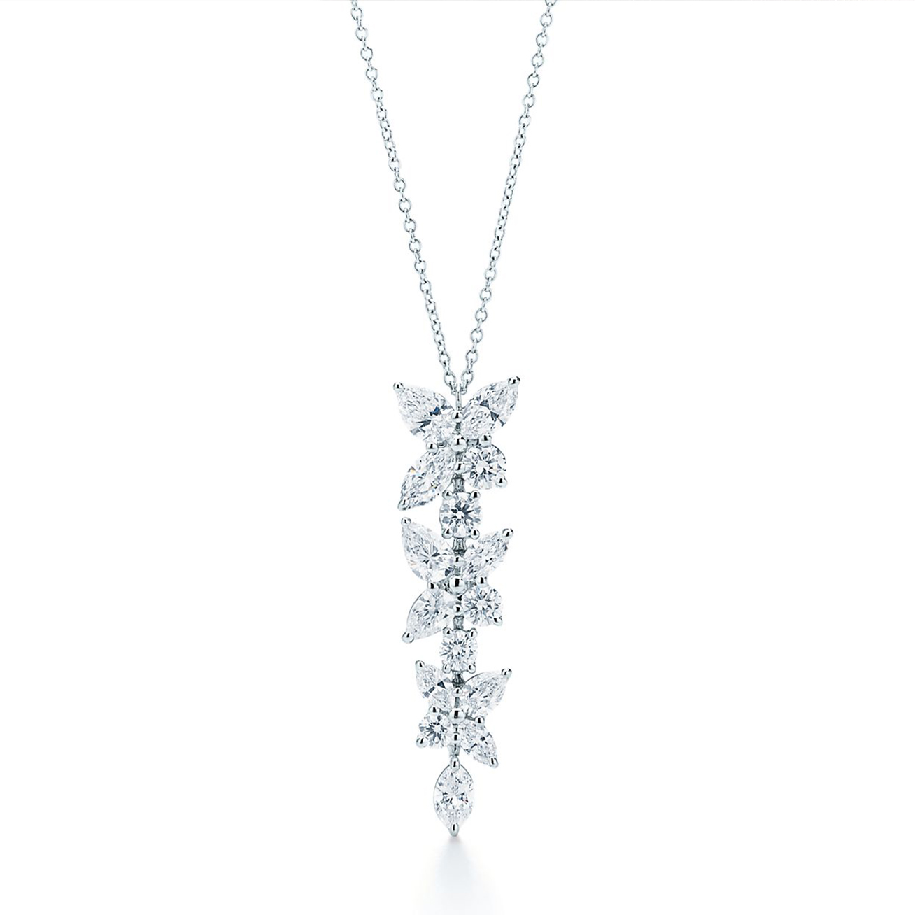 NIGO Tiffany & Co. ﻿ Women's Victoria Collection Mixed Cluster Drop Pendant Solid Color Diamond Necklace Fashion Jewelry Accessories Ngvp #nigo1452