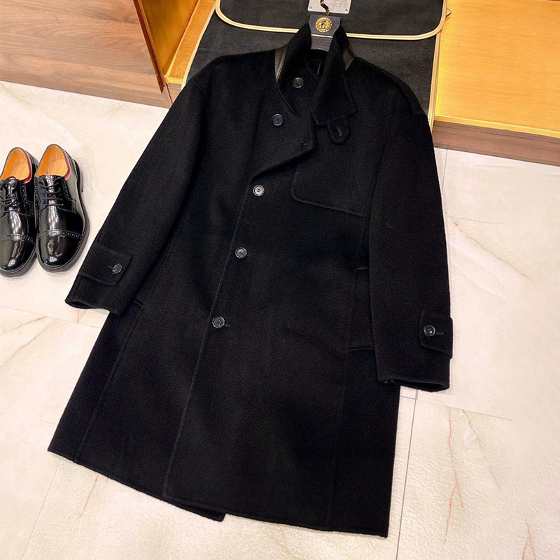 NIGO Dior Men's Women's Fall And Winter Fashion Wool Cashmere Blend Double-Sided Tweed Splicing Sheepskin Medium-Length Coat Ngvp #nigo9895