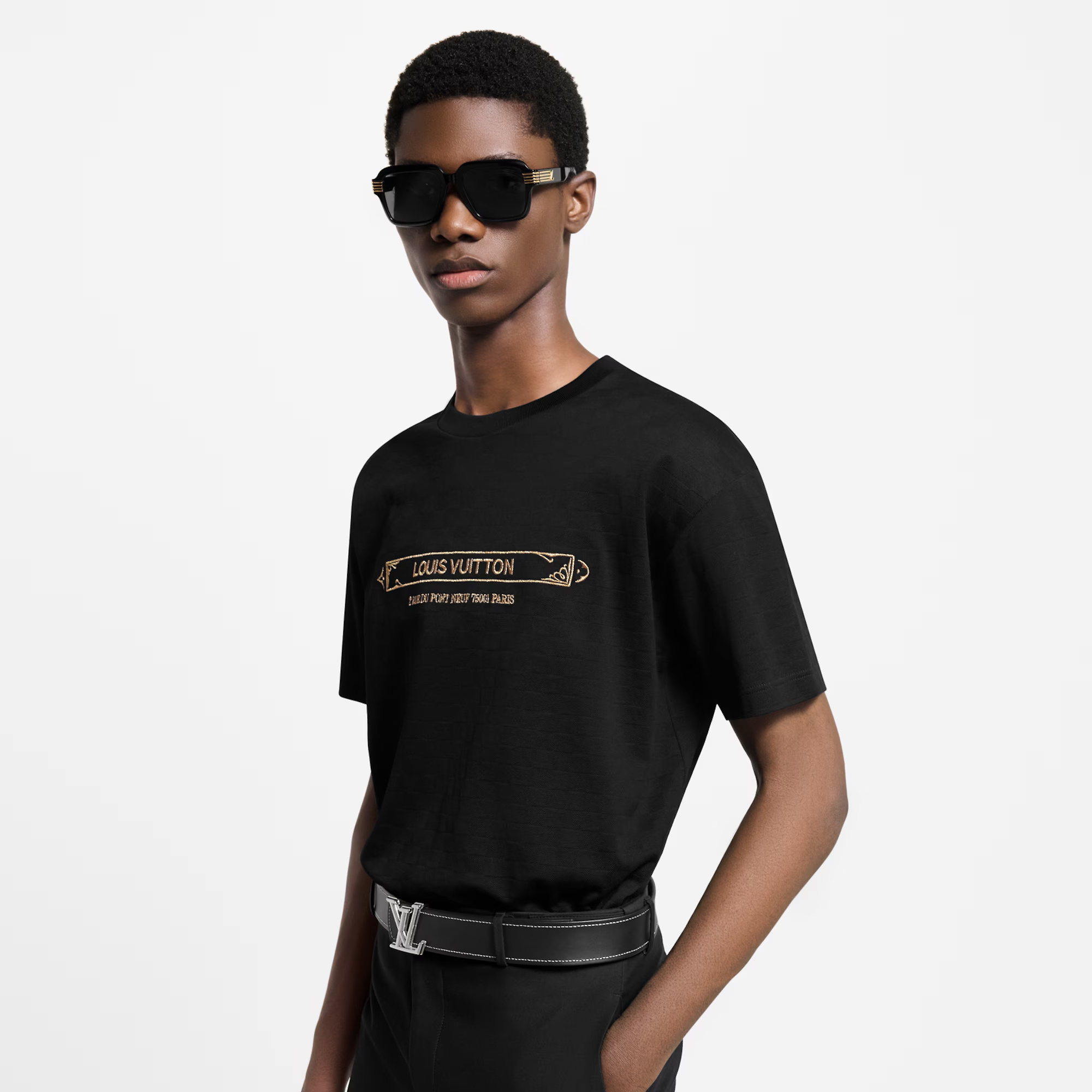 NIGO Louis Vuitton Men's Summer Solid Color Embroidered Letter Print Round Neck Cotton Short Sleeve T-Shirt #nigo76463