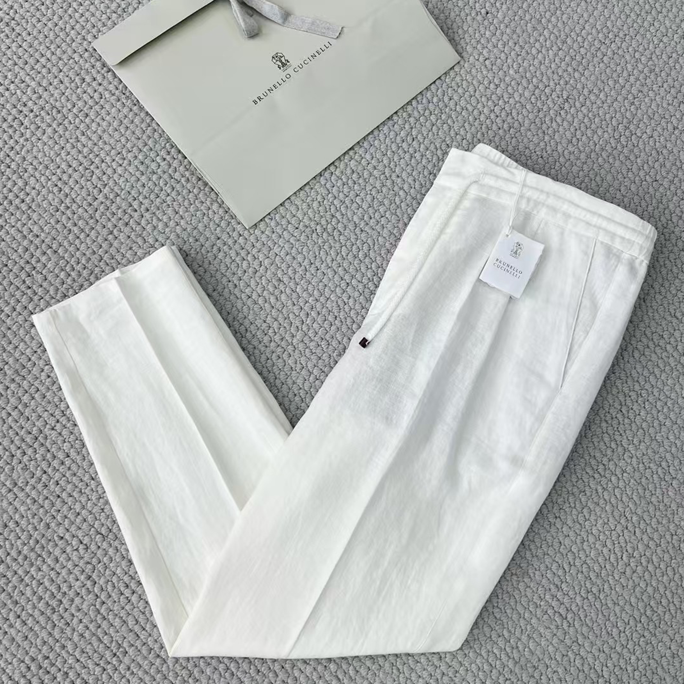 NIGO Brunello Cucinelli Men's Spring And Autumn Formal Drawstring Fashion Pants Loose Straight Comfortable Cotton Thin Trousers Ngvp #nigo1488