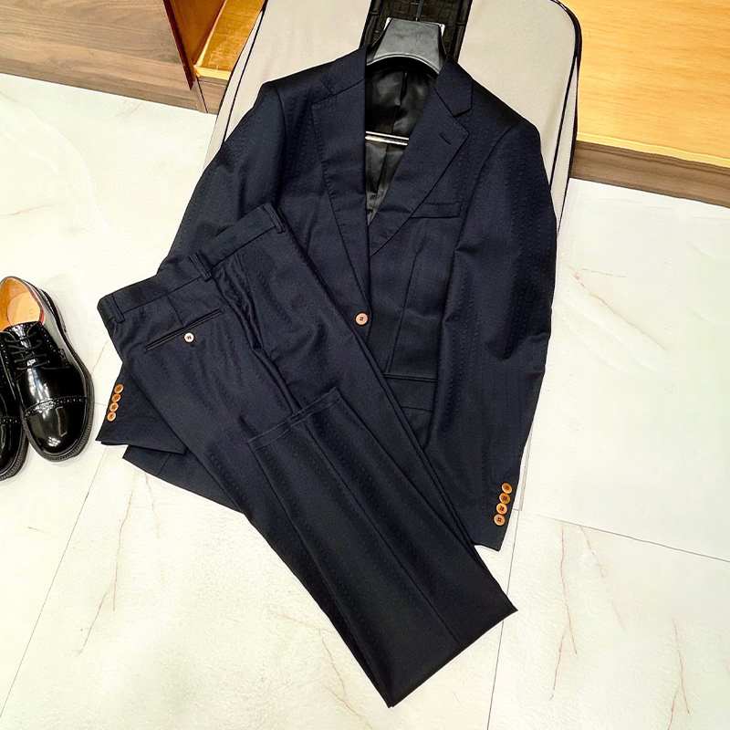 NIGO Hermes Men's Spring And Fall Lapel Single-Breasted Solid Color Jacquard Wool Blend Long-Sleeved Blazer Jacket Casual Pants Ngvp #nigo9891