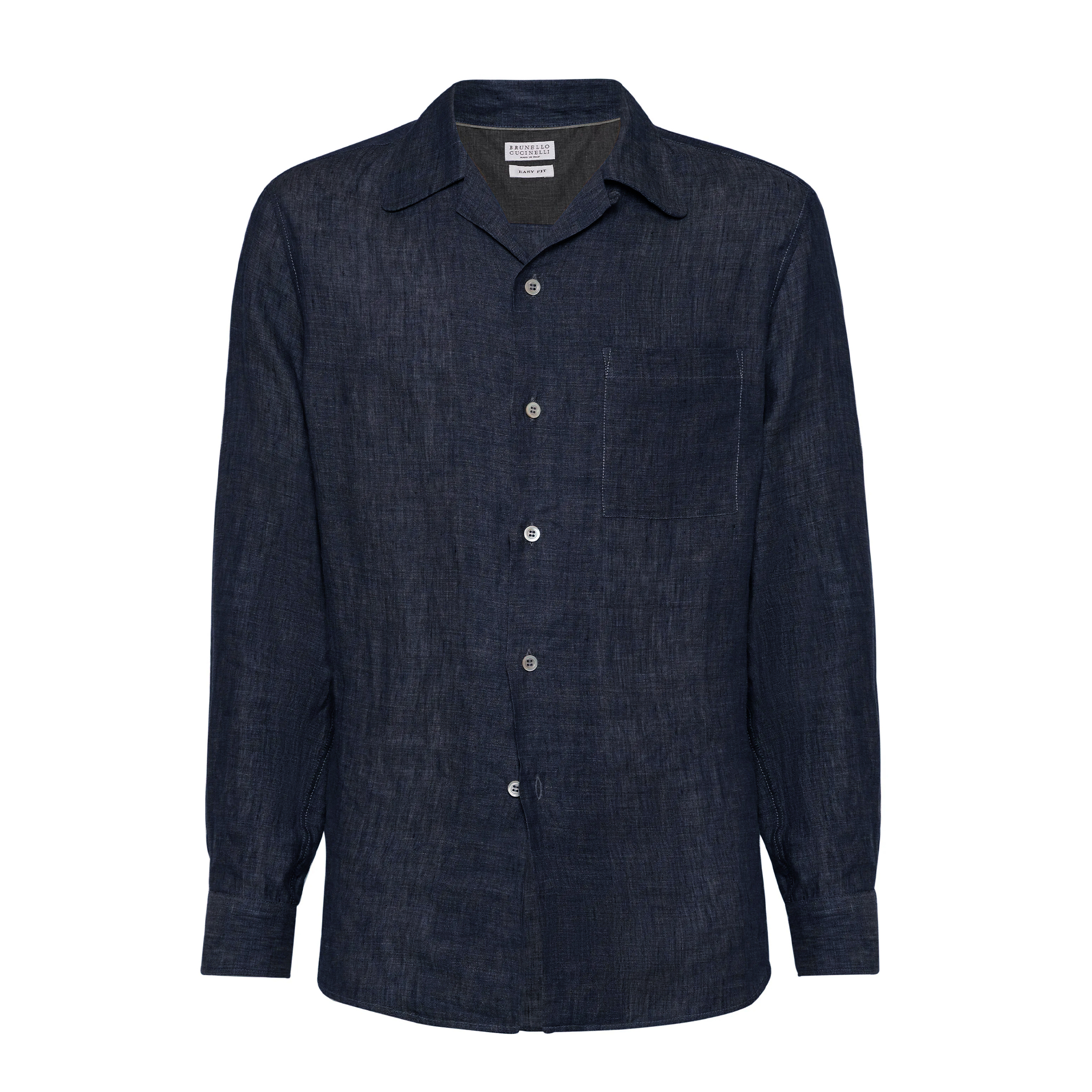 NIGO Brunello Cucinelli Men's Linen Easy Fit Shirt with Camp Collar and Chest Pocket Spring And Autumn Solid Color Long Sleeve Top Ngvp #nigo1455