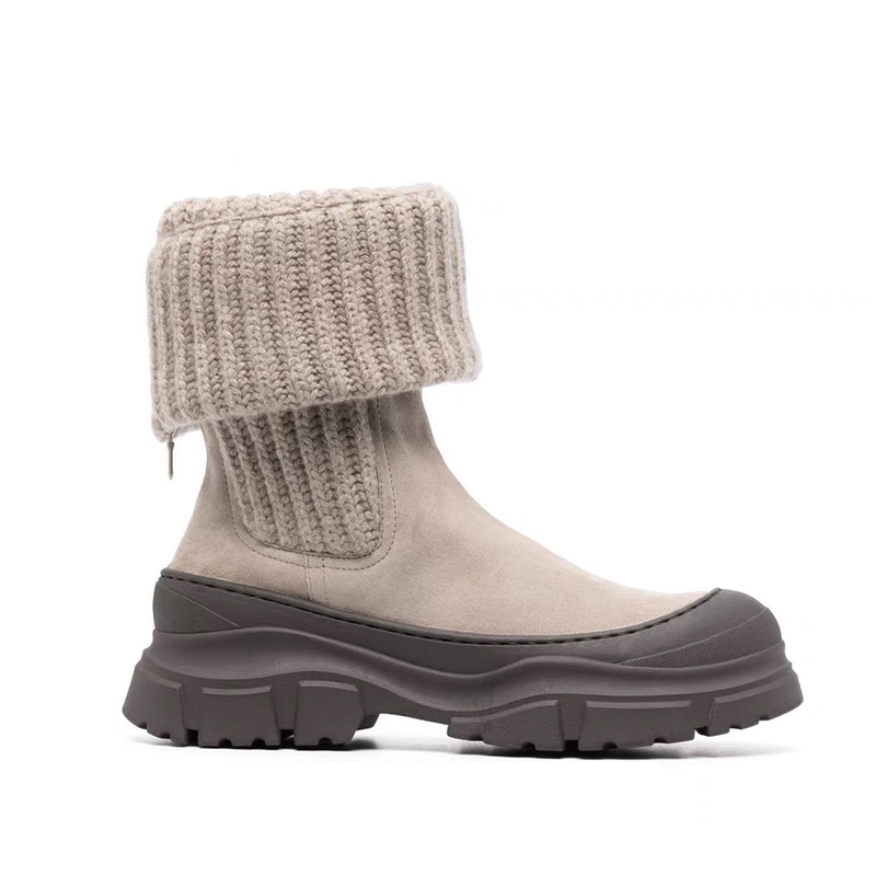 NIGO Brunello Cucinelli Women's Winter Simple Solid Color Knit Socks Suede Chelsea Boots Casual Shoes Ngvp #nigo7136