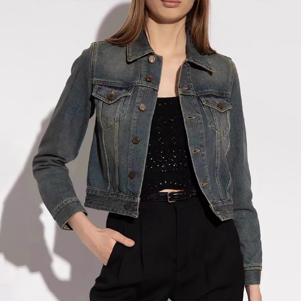 Saint Laurent Classic Jacket In Deep Vintage Blue Denim #nigo6477