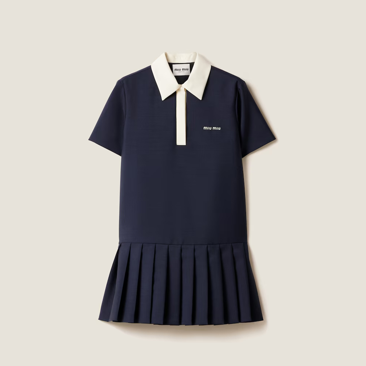 NIGO MiuMiu Kid's Logo Embroidered Colorblocked Shirt Neck Mini Short Sleeve Dresses #nigo31362