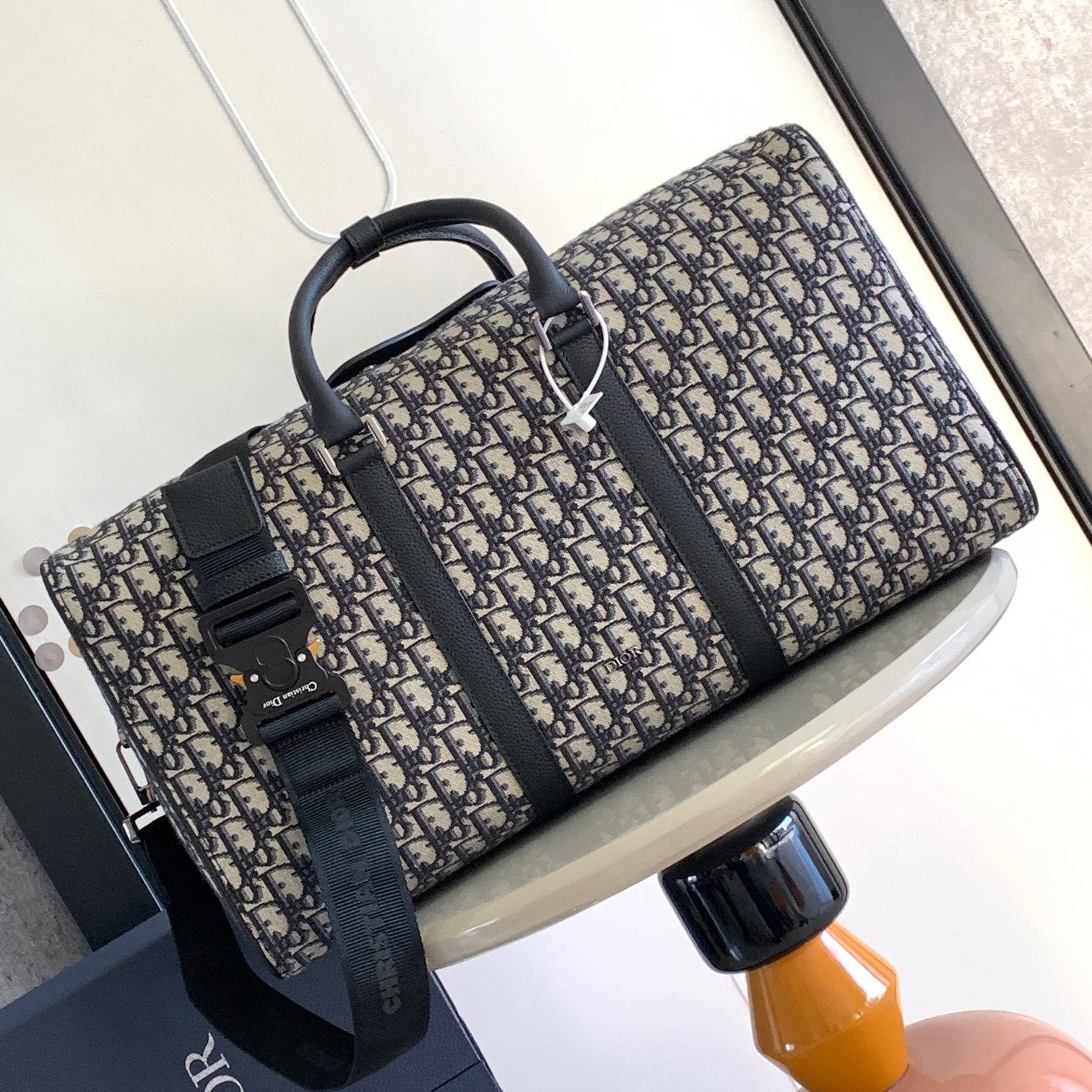 DIOR LINGOT 50 Men's and Women's Adjustable Shoulder Strap Letter Printed Leather Canvas Tote Travel Bag Bags #nigo76472