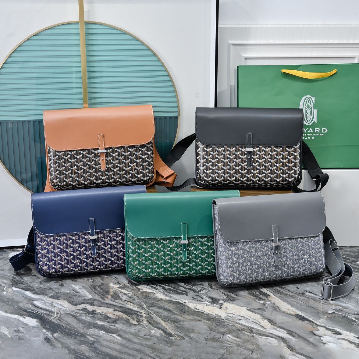 NIGO GOYARD Coursier Men's and Women's Solid Color Adjustable Shoulder Strap Canvas Spell Calfskin Messenger Bag Crossbody Shoulder Bags #nigo76473