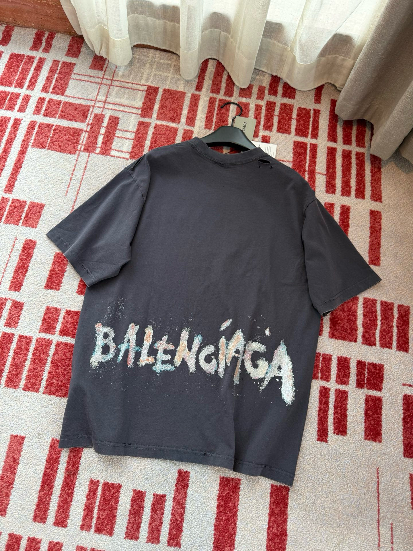 NIGO Balenciaga Men's And Women's Summer Solid Color Graffiti Letter Print Round Neck Cotton Short Sleeve T-shirt #nigo76474