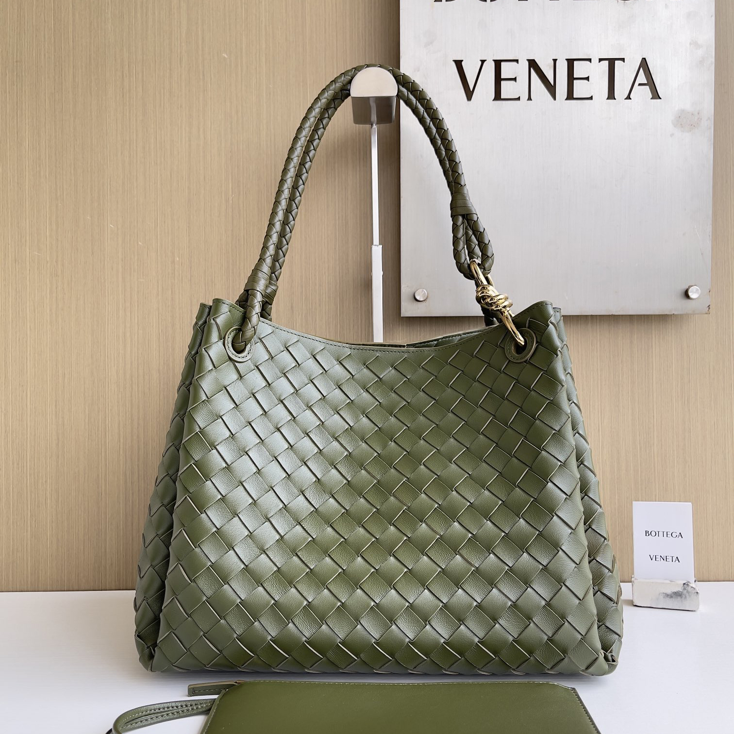 NIGO Bottega Veneta Large Parachute Women's Solid Color Lambskin Woven Tote Bag Bags #nigo76484