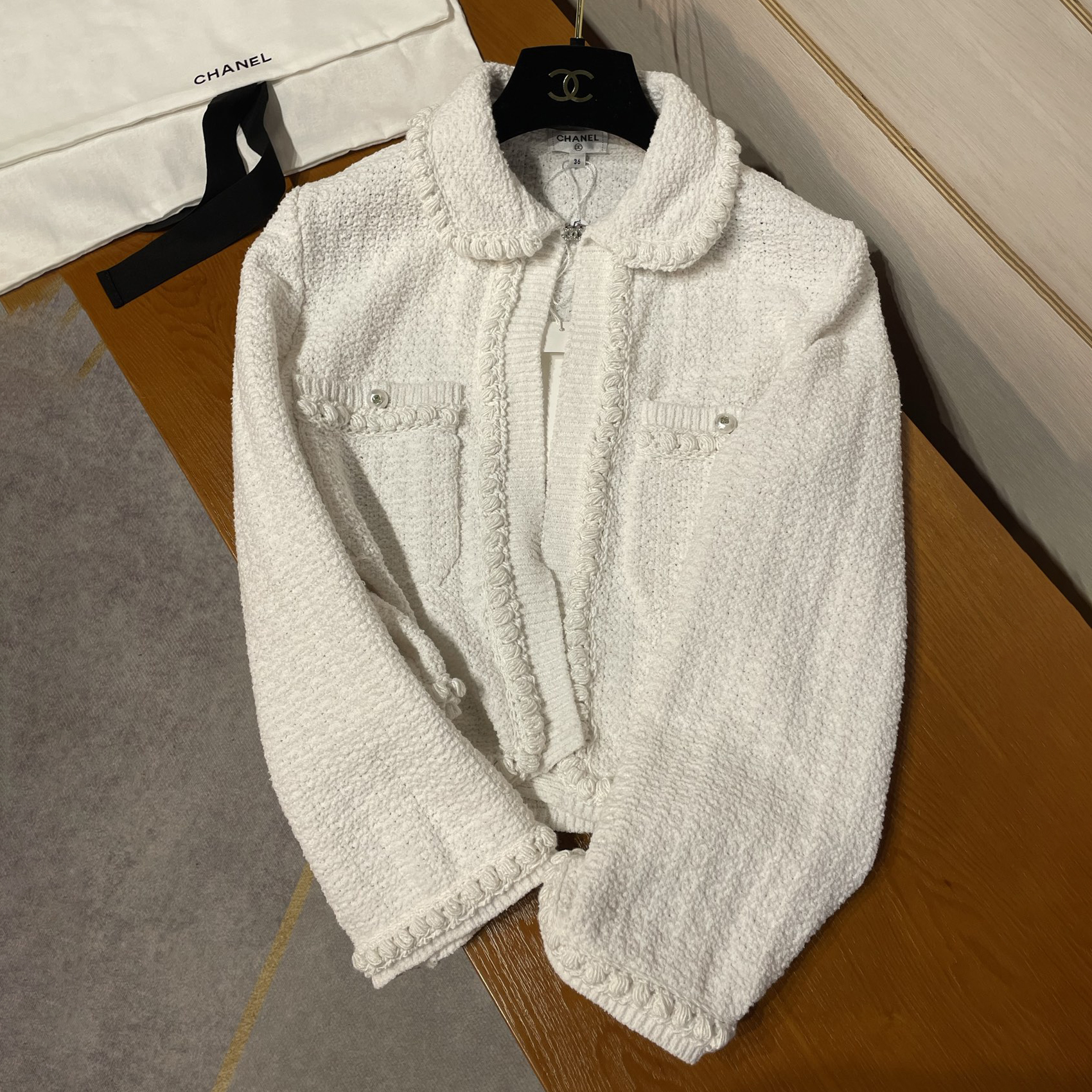 NIGO Chanel Women's Autumn and Winter Solid Color Lapel Knit Long Sleeve Jacket #nigo76495