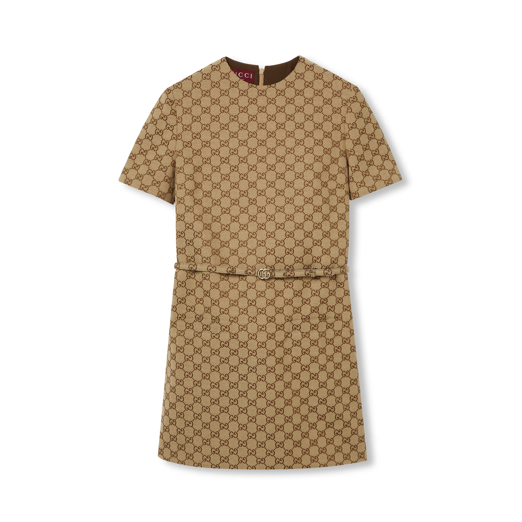 NIGO Gucci Women's Spring/Summer Round Neck Drawstring Waist Letter Printed Jacquard Short Sleeve Dresses #nigo76512
