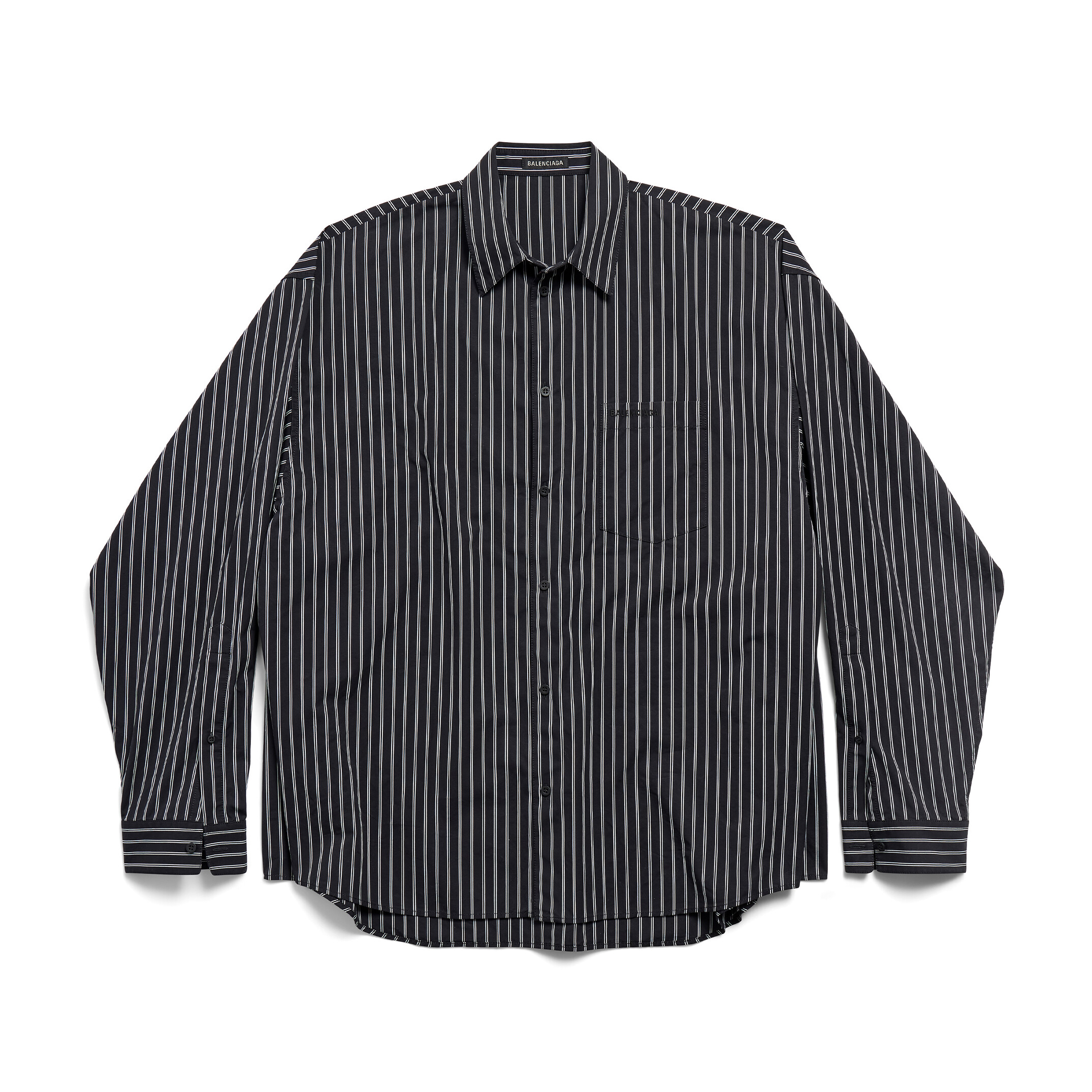 NIGO Balenciaga Women's Spring and Fall Flatground Black and White Striped Cotton Poplin Single Breasted Long Sleeve Shirt #nigo76489