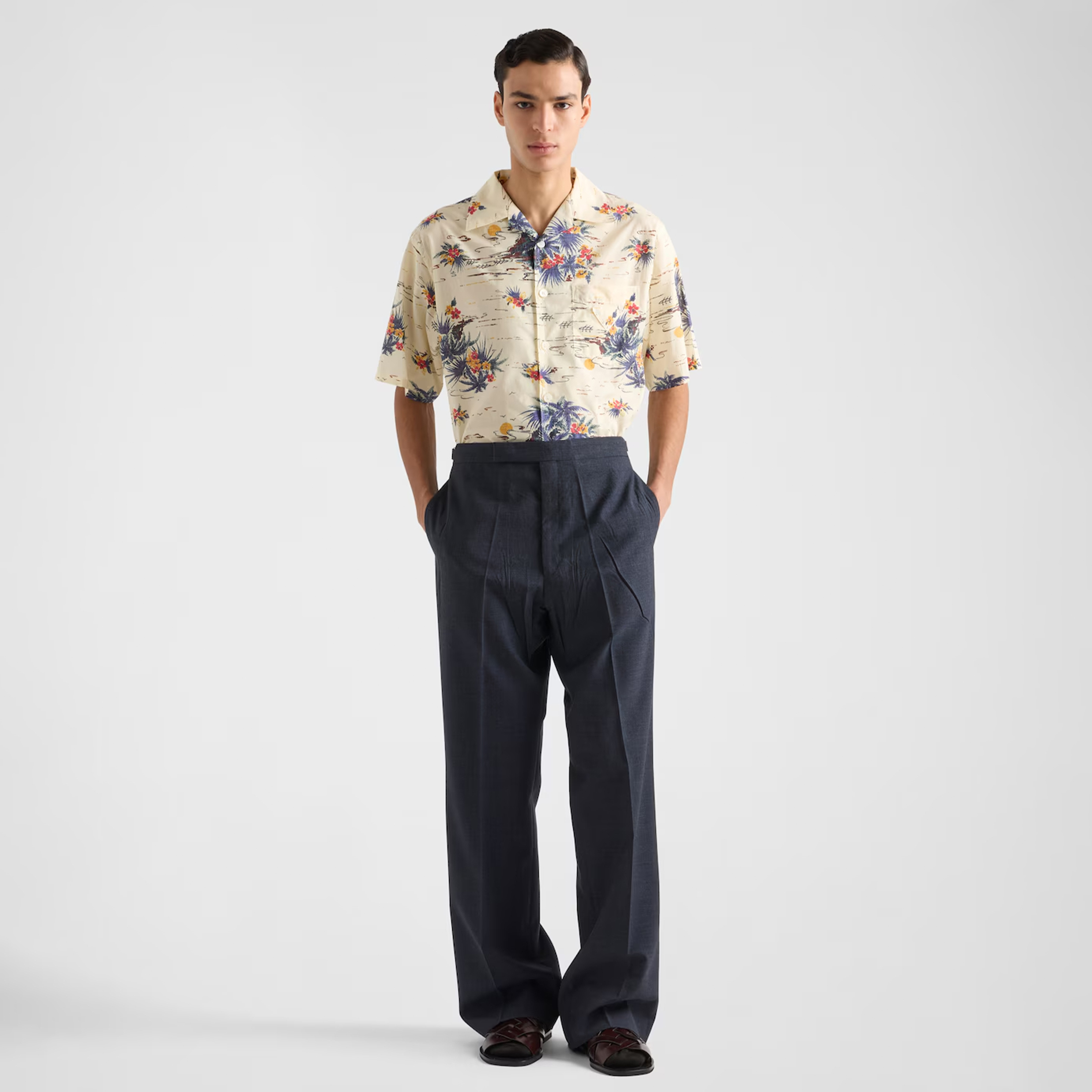 NIGO Prada Men's Women‘s Summer Floral Print Cotton Bowling Shirt Hawaiian Beach Style Short Sleeve Shirt T-shirt Ngvp #nigo1495