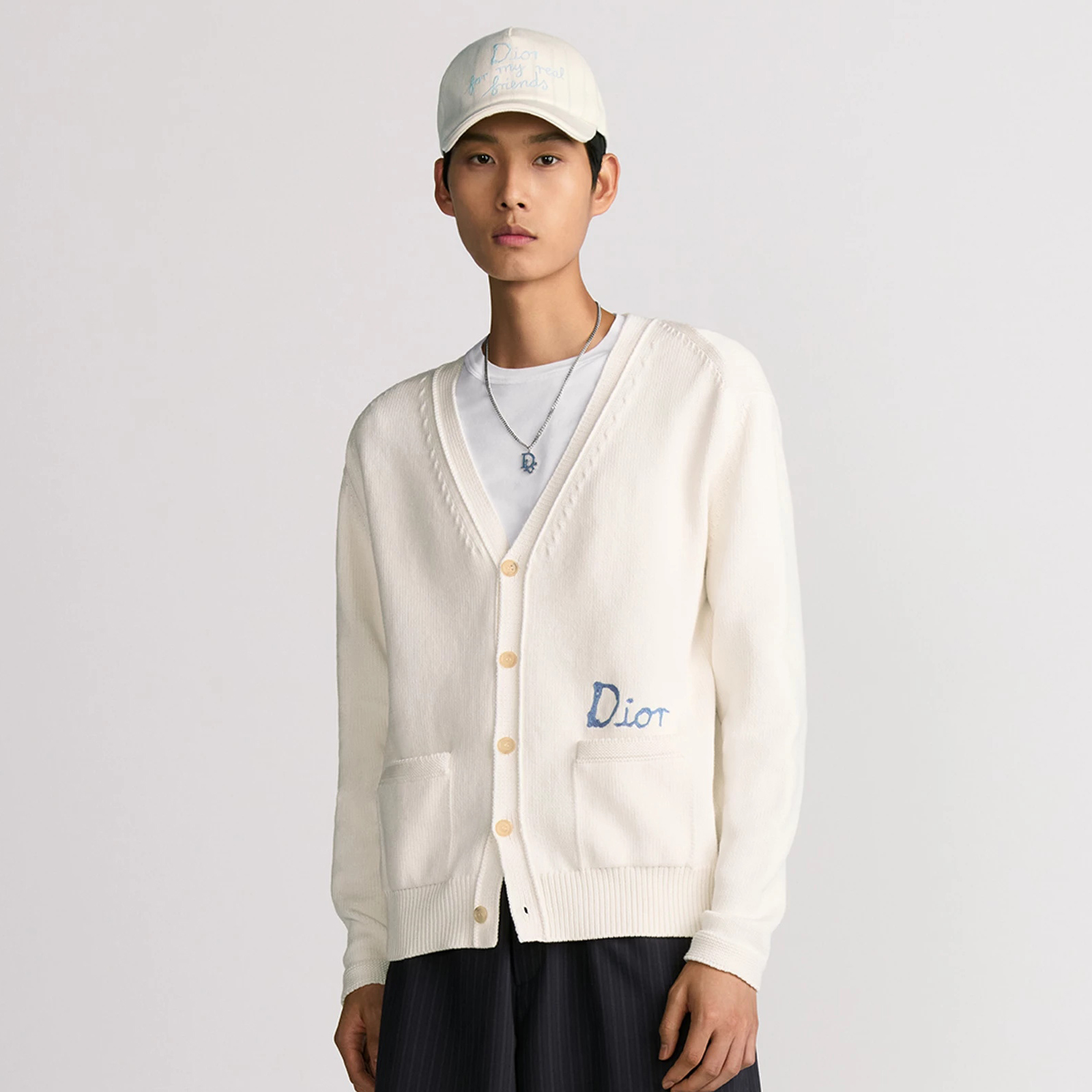 NIGO DIOR AND HYLTON NEL Men's And Women's Spring And Autumn Solid Color Letters Printed V-neck Knitted Single Breasted Long Sleeved Cardigan Jacket #nigo76493