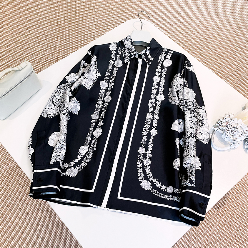 NIGO Hermes Women's Spring And Autumn Lapel Silk Bride de Gala en Fleurs Shirt Stretch Casual Trousers Pants Ngvp #nigo1515