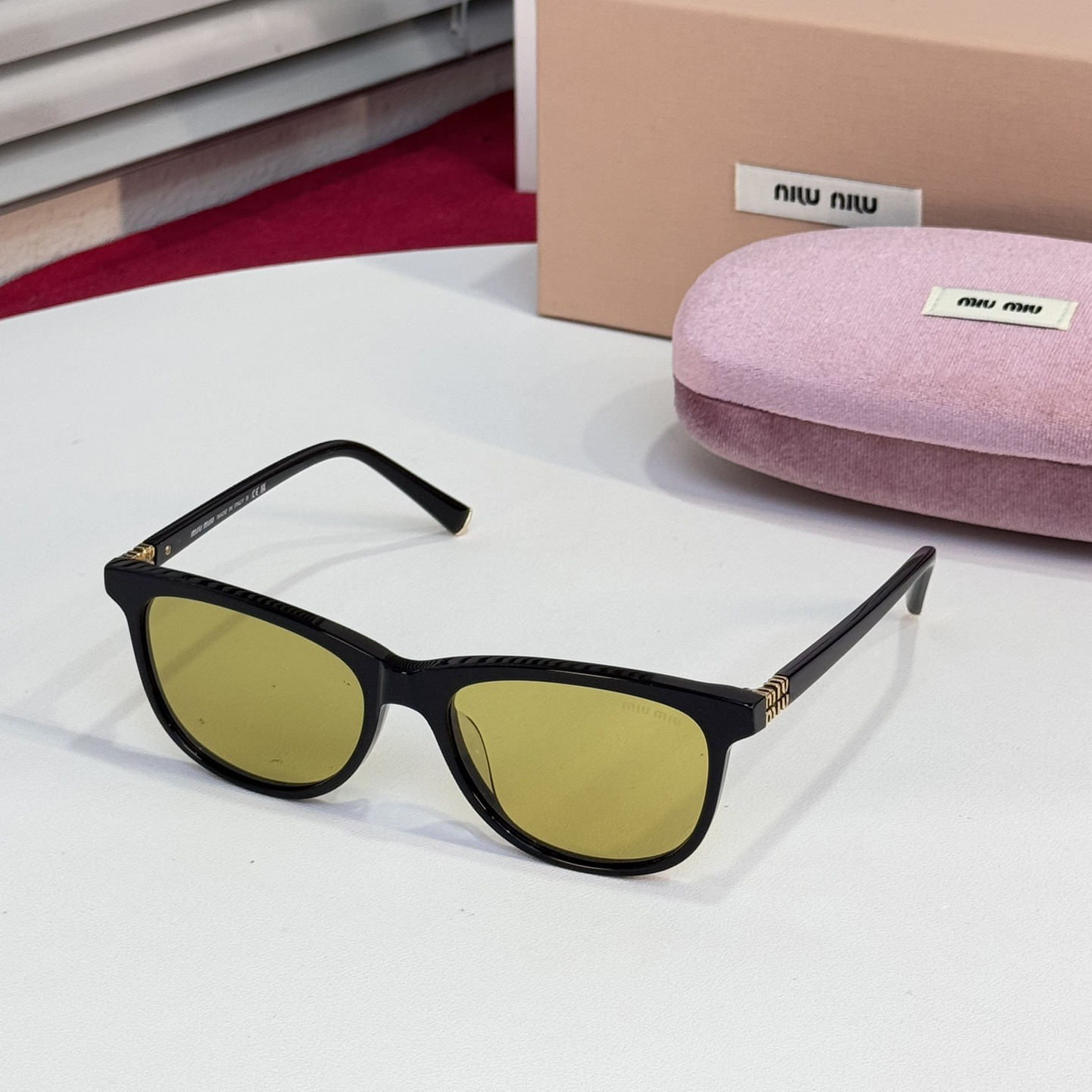 NIGO MiuMiu Women's Solid Color Legs Logo Design Acetate Square Optical Frames Sunglasses Optical Eyewear Glasses #nigo76492