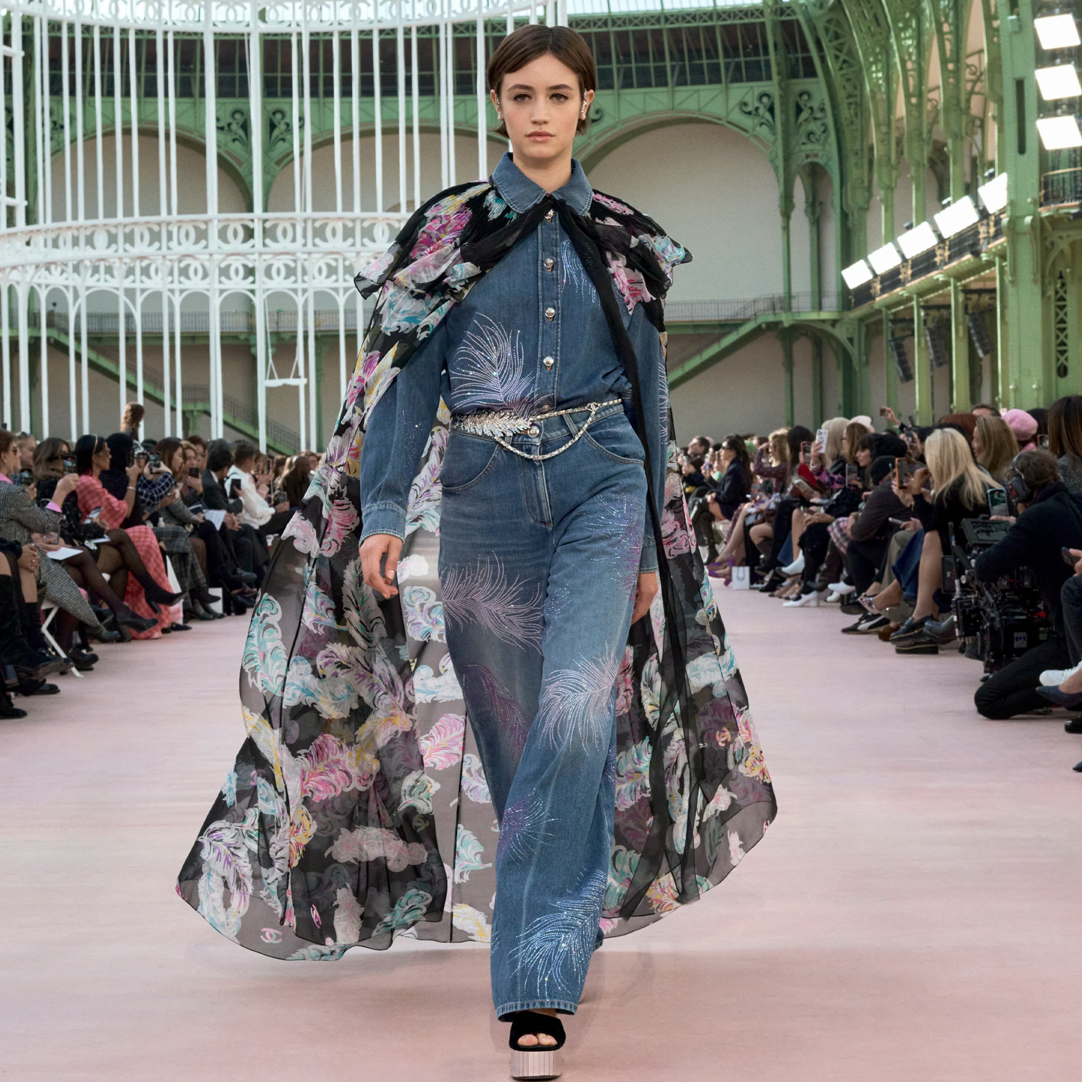 NIGO Chanel Embroidered Denim Shirt Feather Hot Diamonds Suit Set Spring Summer Gradient Colour Straight Leg Pants Loose High Waist Denim Trousers Ngvp #nigo1486