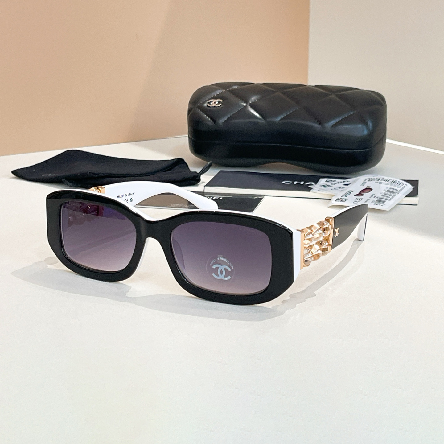 NIGO Chanel Men's Women's Fashion Solid Color Wide Lens Legs Acetate Fiber & Lucite Pearl Rectangle Frame Sunglasses Ngvp #nigo1514