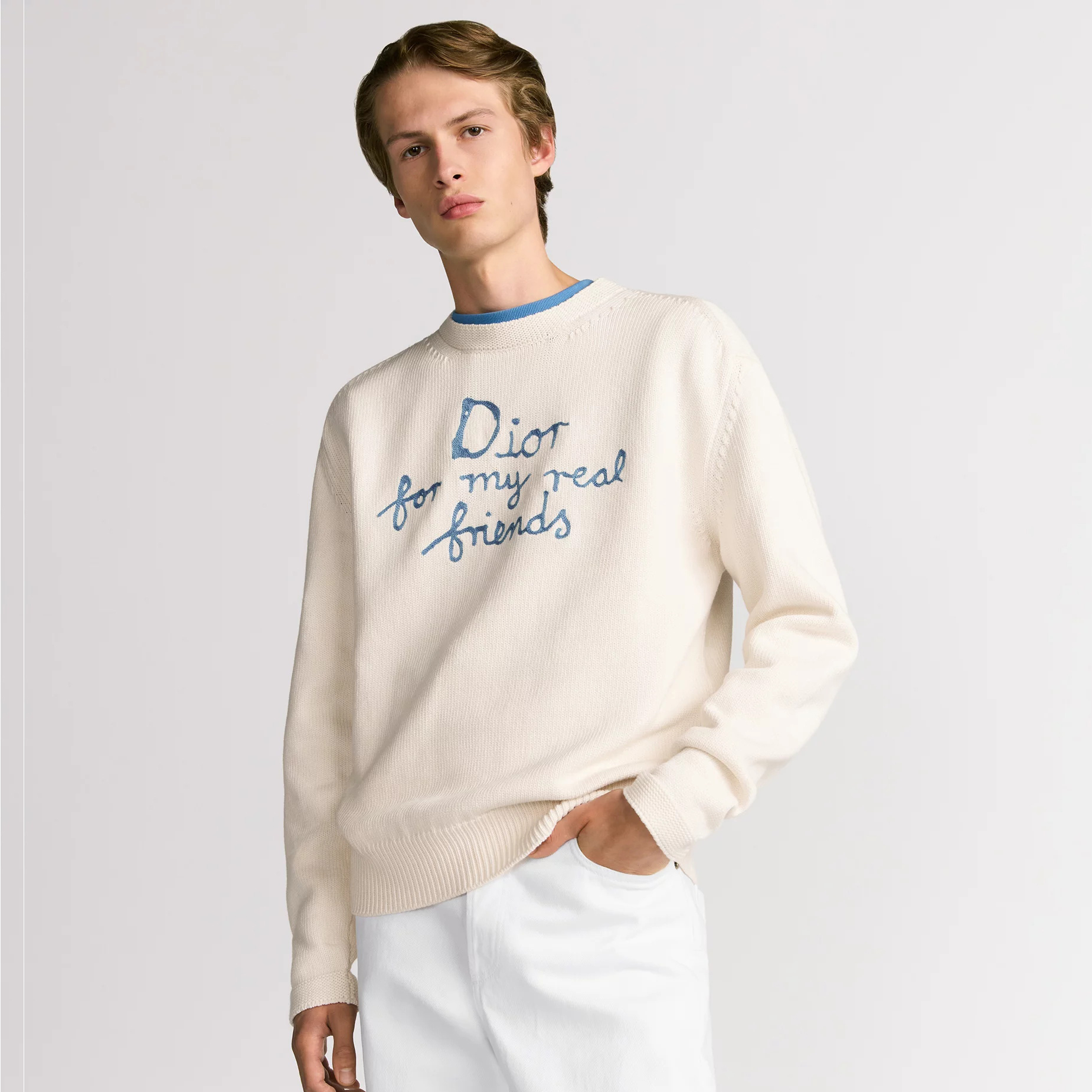 NIGO Dior Men's And Women's Spring And Autumn Solid Color Letter Print Round Neck Knit Long Sleeve Sweater #nigo76494