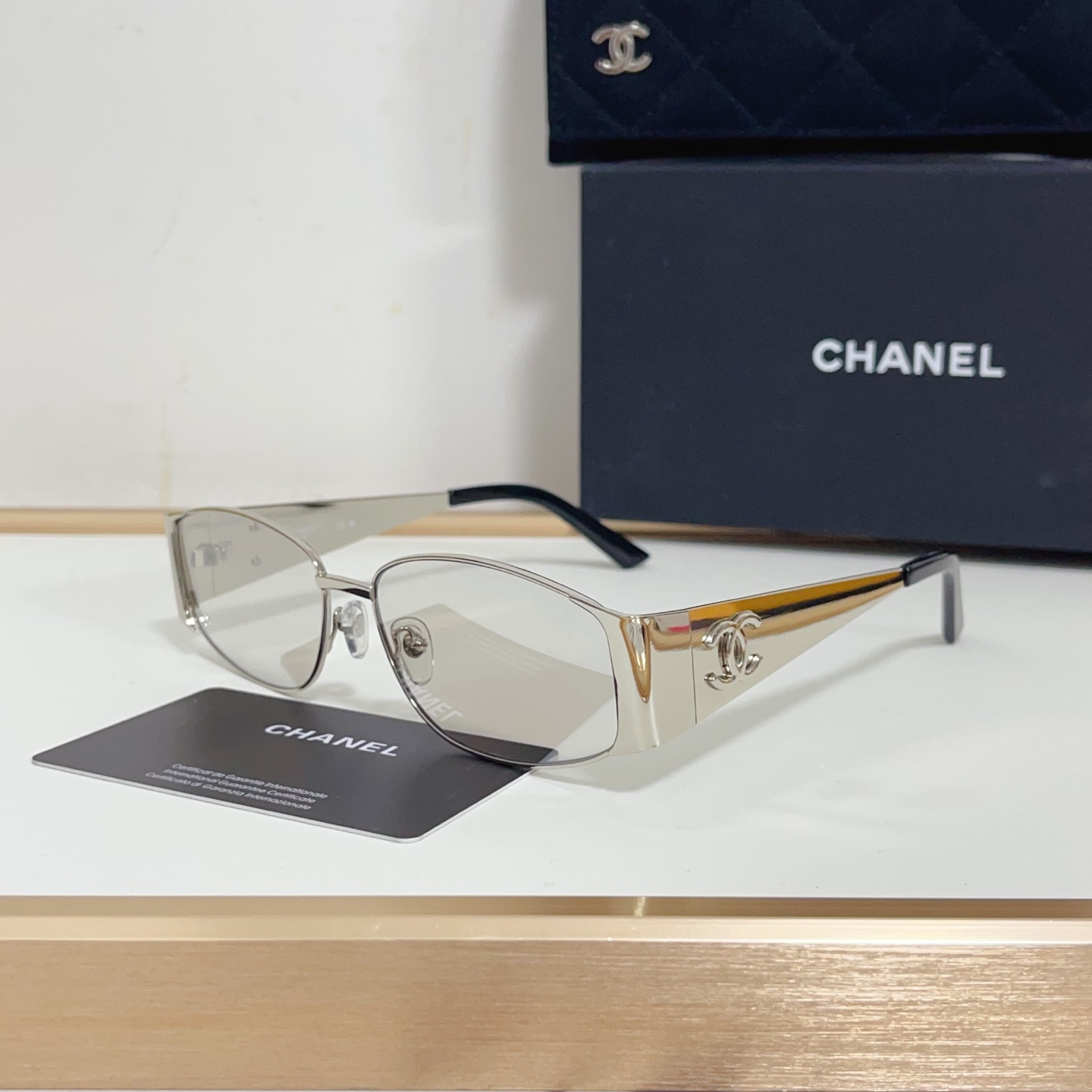 NIGO Chanel Women's Solid Color Simple Lens Legs Logo Design Oval Sunglasses Eyeglasses Glasses #nigo76527