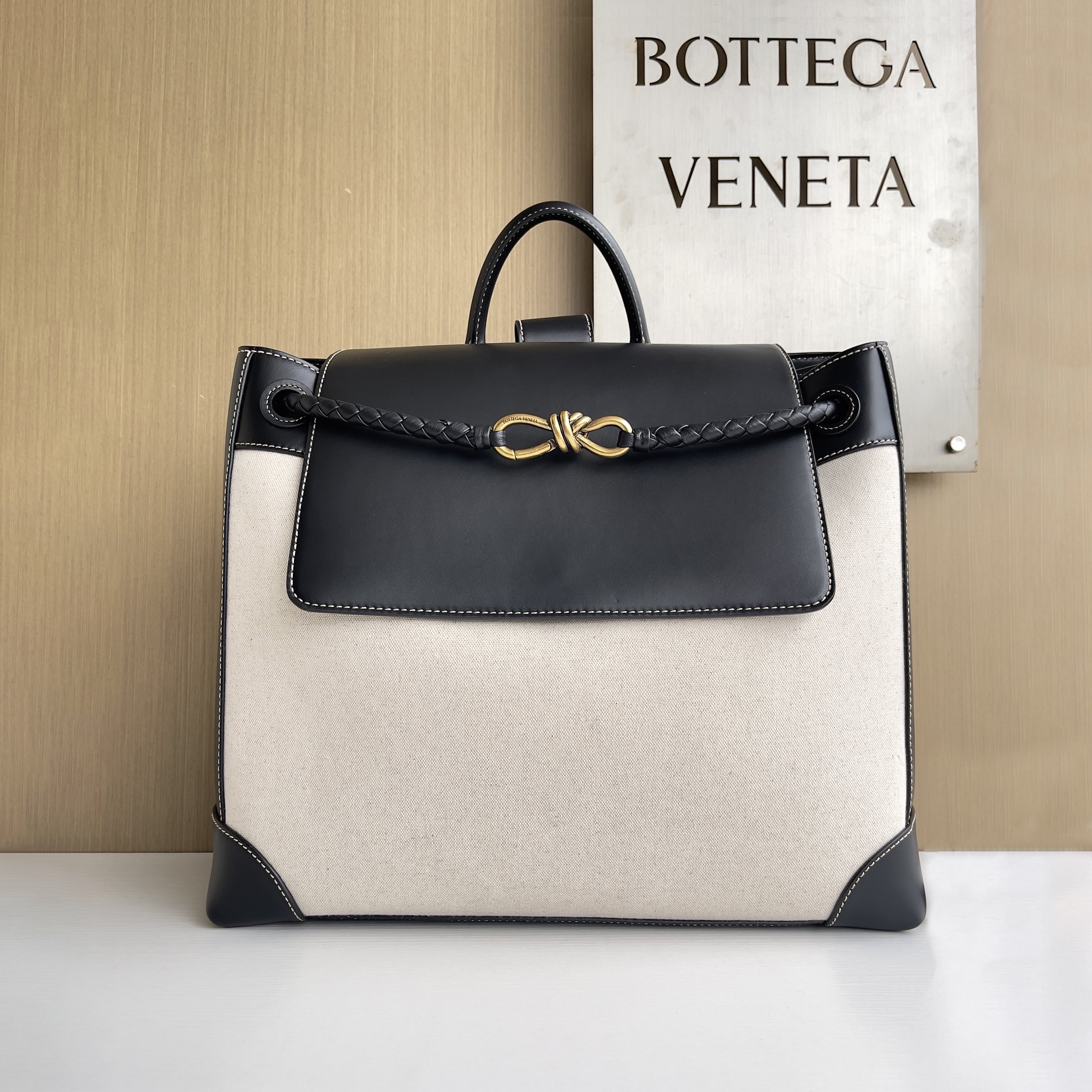 NIGO Bottega Veneta Women's Colorblocking Andiamo Leather Canvas Rucksack Tote Bag Bags #nigo76523