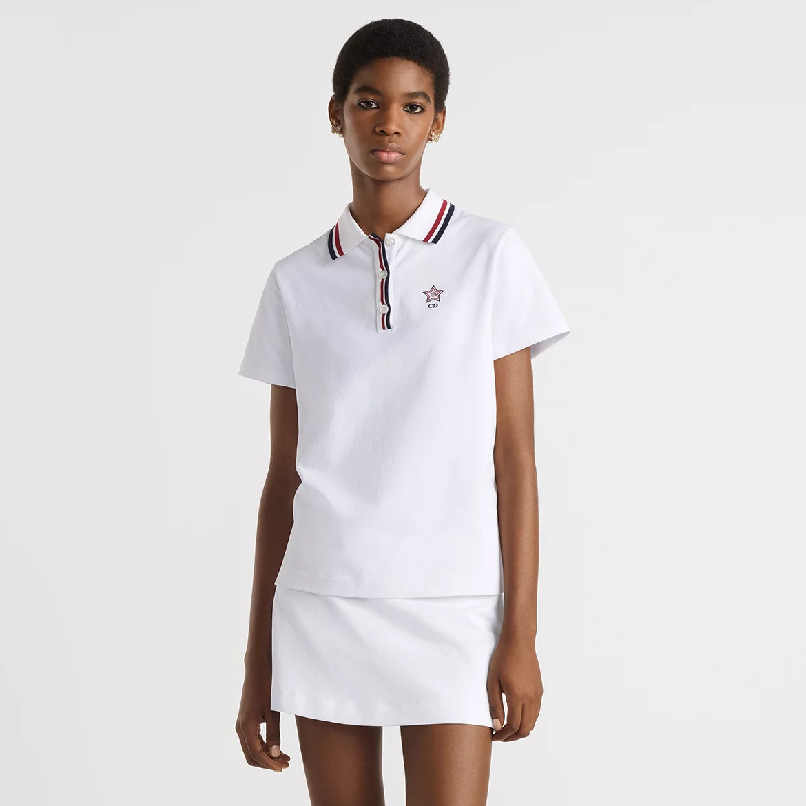 NIGO Dior Vibe Women‘s Summer Button Embroidery Solid Color Polo Shirt Short Sleeve T-Shirt Casual Skirt Set Suit #nigo76542